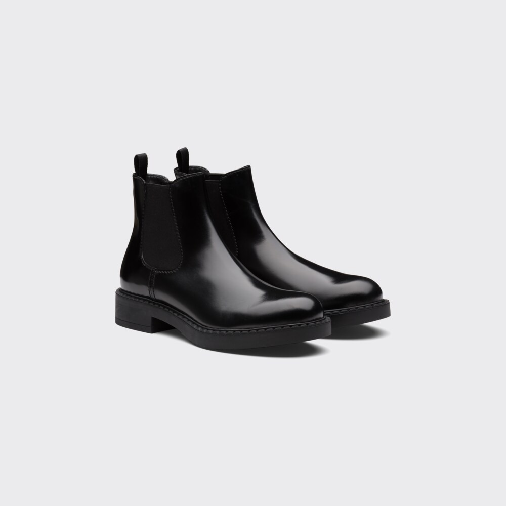 ブラック ブラッシュドレザー チェルシーブーツ | Prada