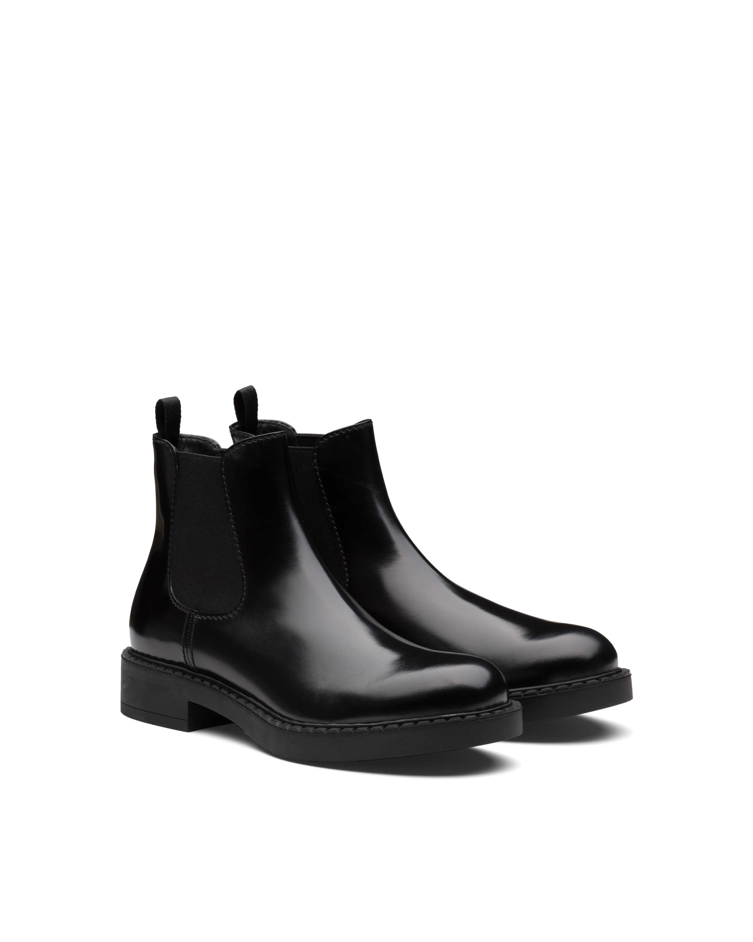 Prada Brushed Leather Chelsea Boots In Black