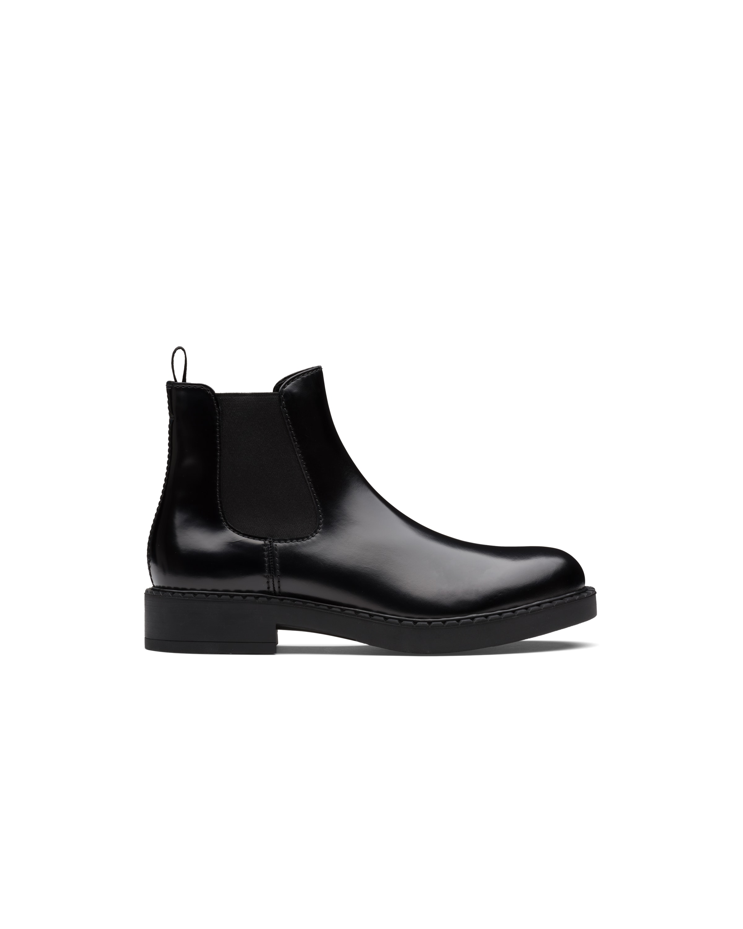 Prada Men's Brushed Leather Chelsea Boots In Black