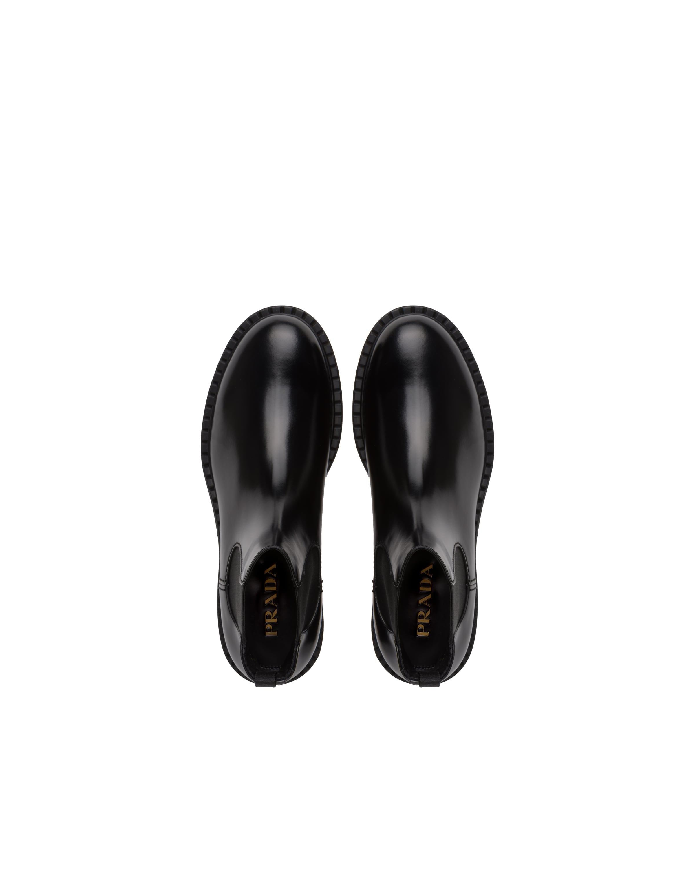 Prada Men's Brushed Leather Chelsea Boots In Black