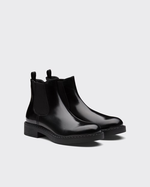 Black Brushed calf leather Chelsea boots | Prada