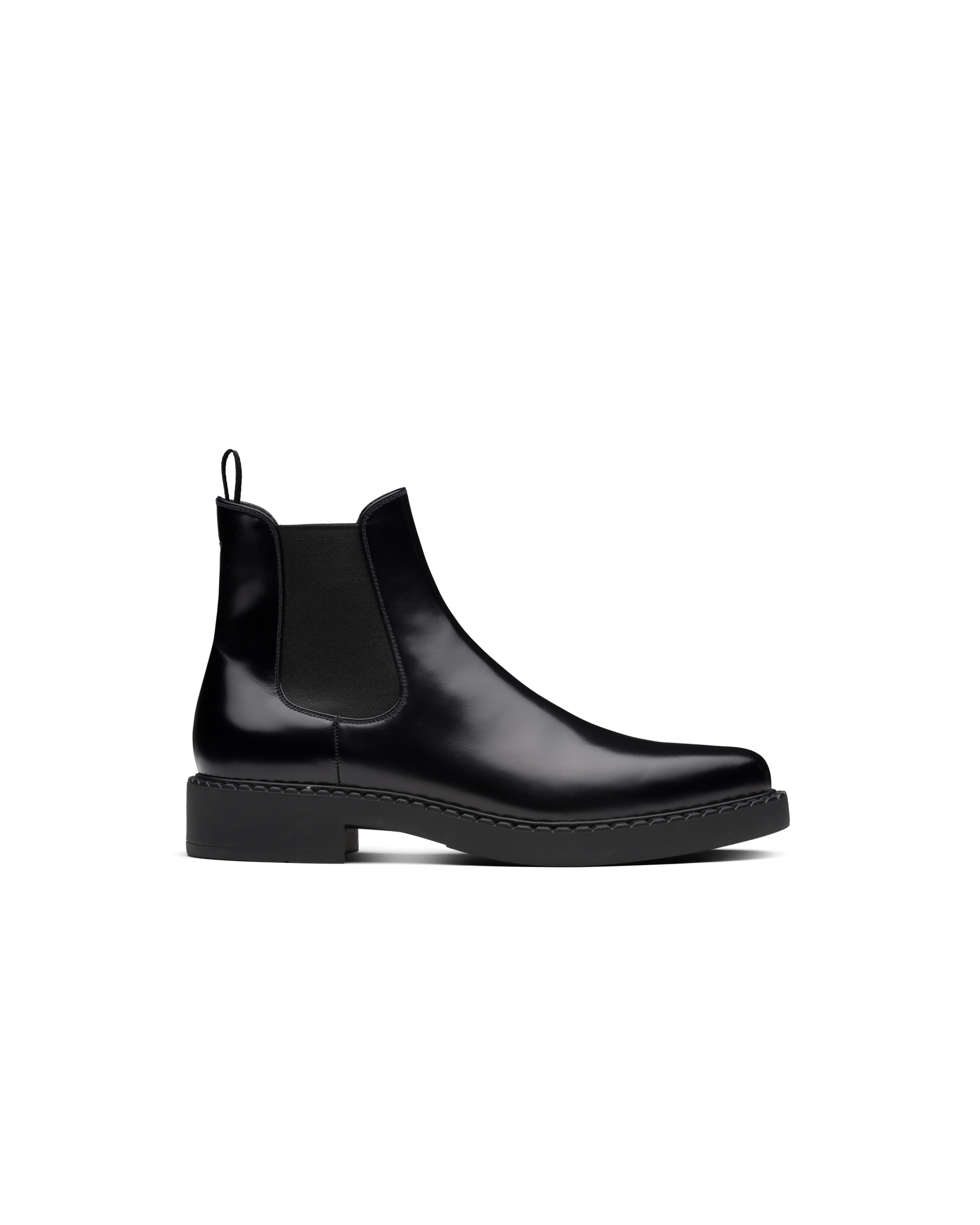 Black Sharp brushed leather Chelsea boots | Prada