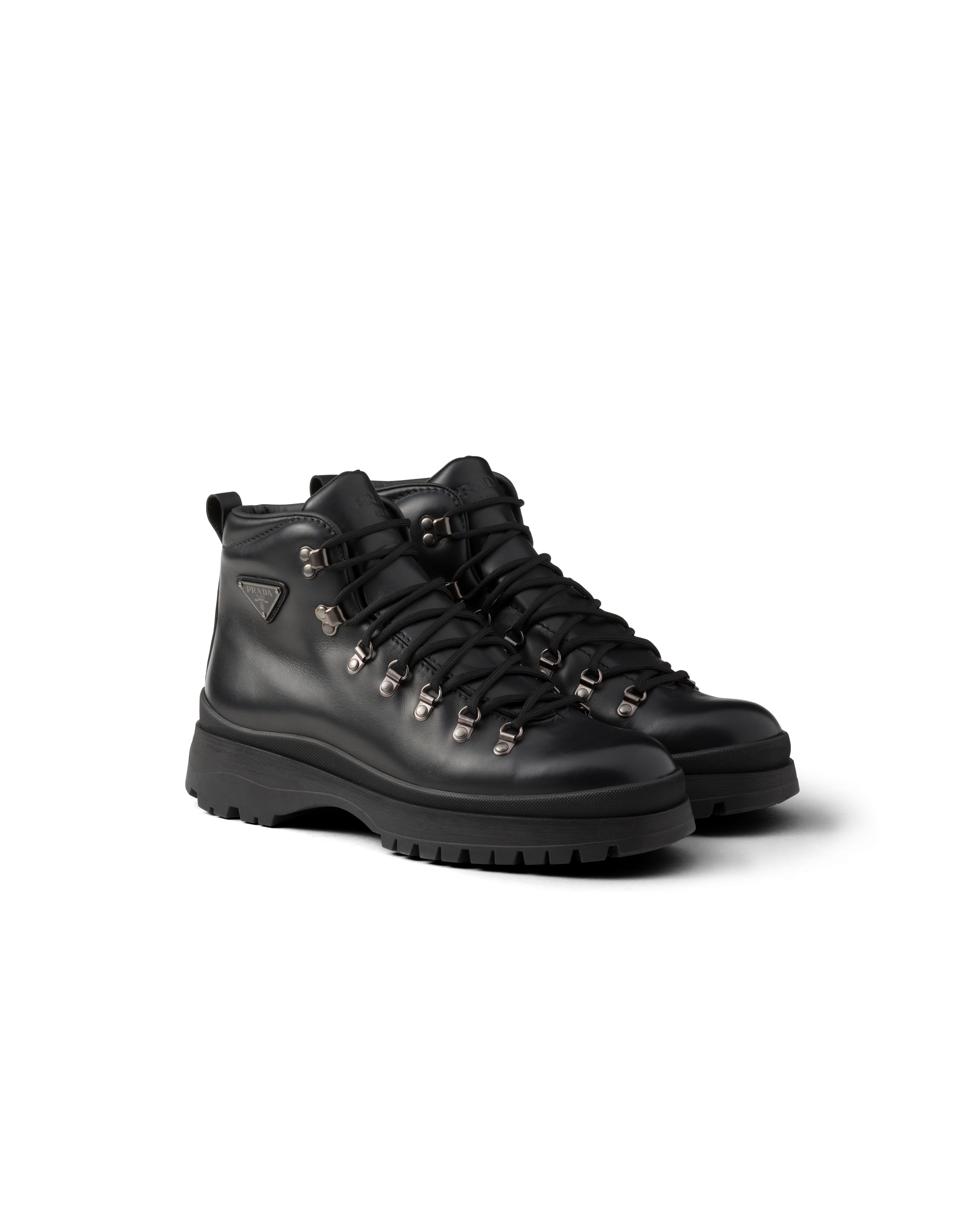 Prada Brixxen Stiefeletten Aus Leder, Herren, Schwarz, Größe 10