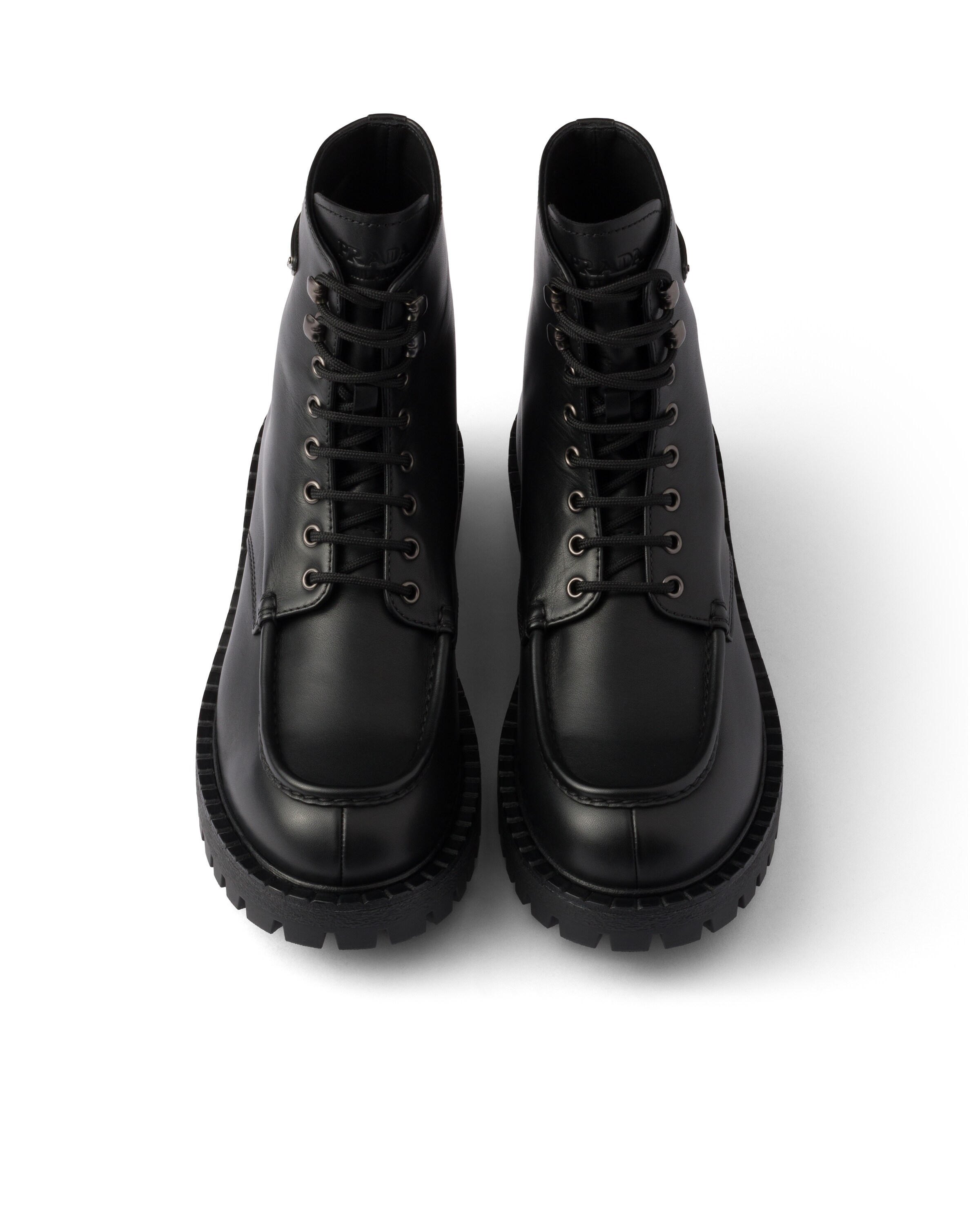 Prada Leather Amphibious Polished Finish Shoes In Black