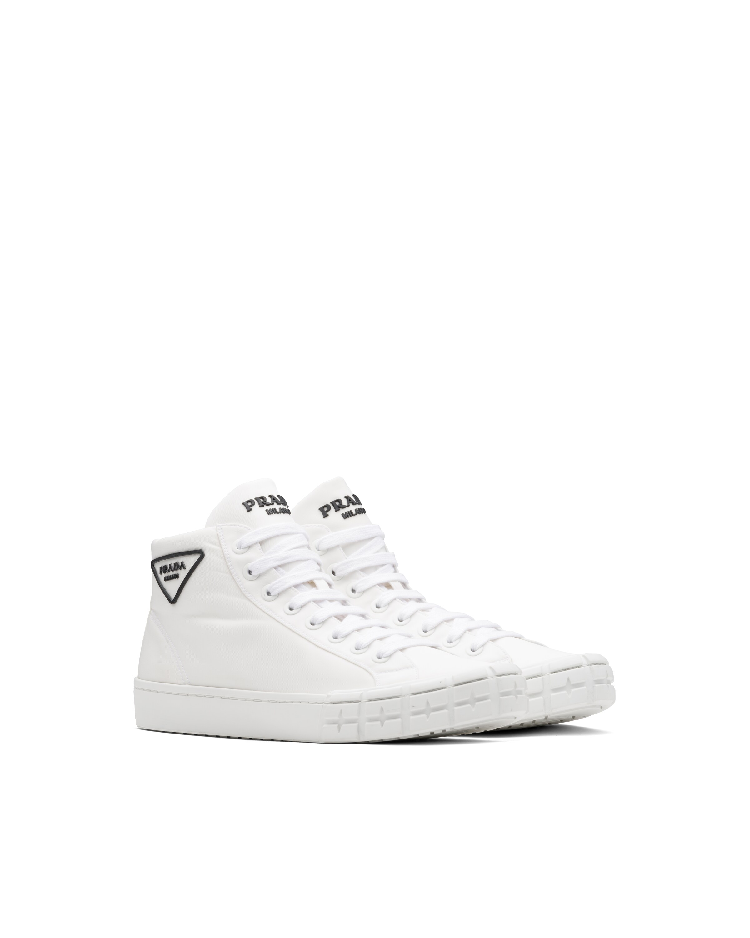 White Prada Wheel Cassetta hightop sneakers Prada