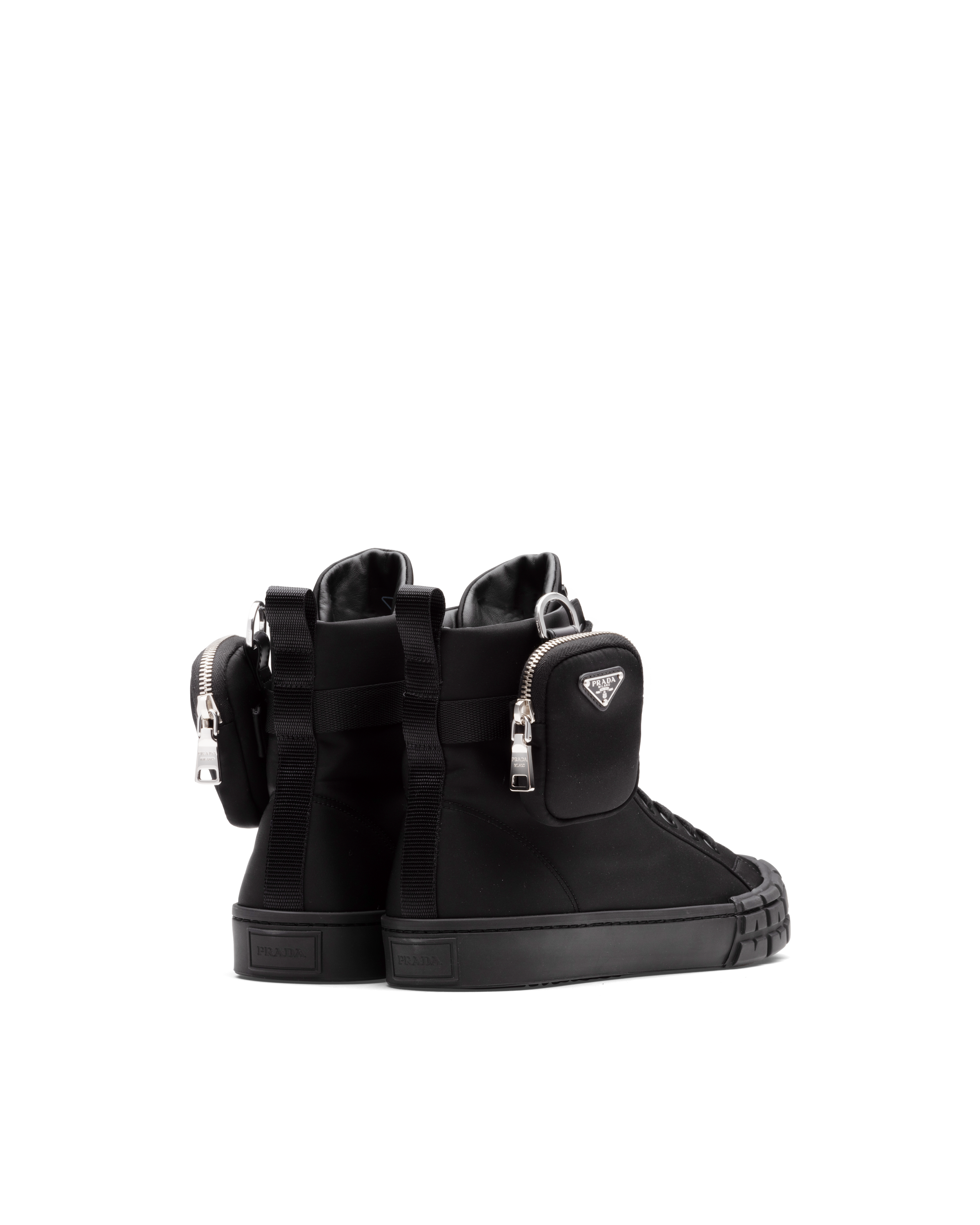 Black Prada Wheel ReNylon hightop sneakers Prada