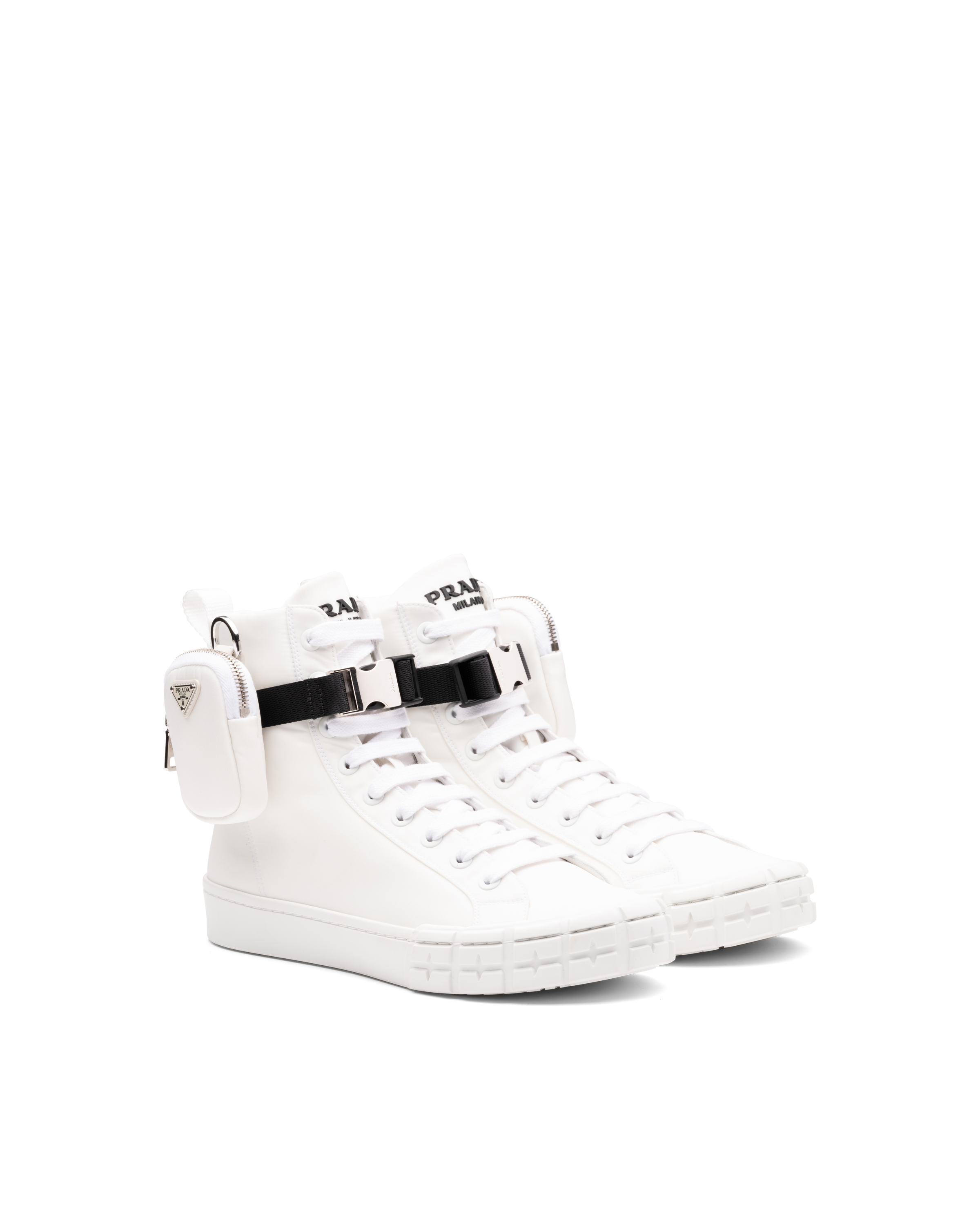 PRADA WHEEL RE-NYLON HIGH-TOP SNEAKERS