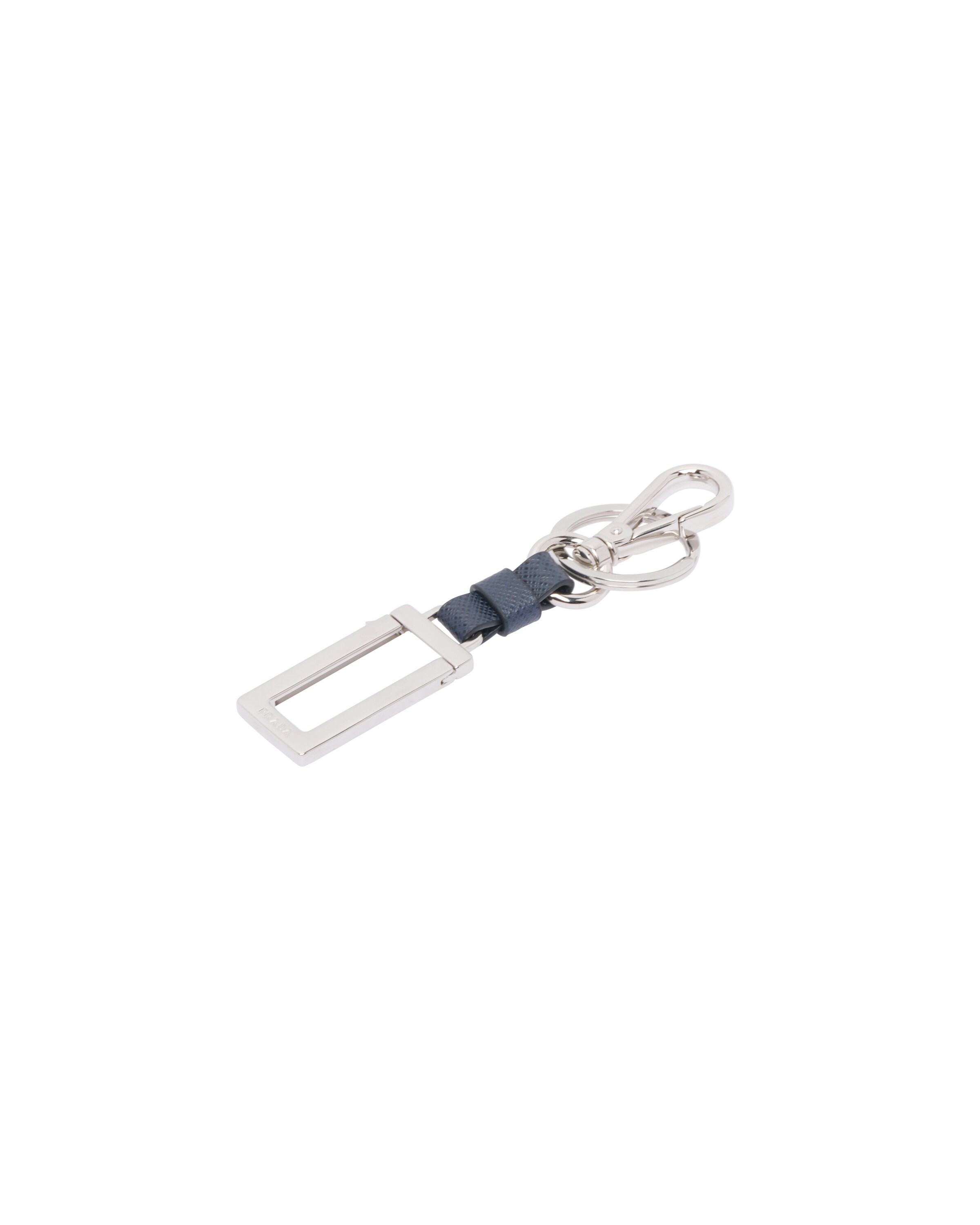 Baltic Blue Metal Name Tag Keychain Prada