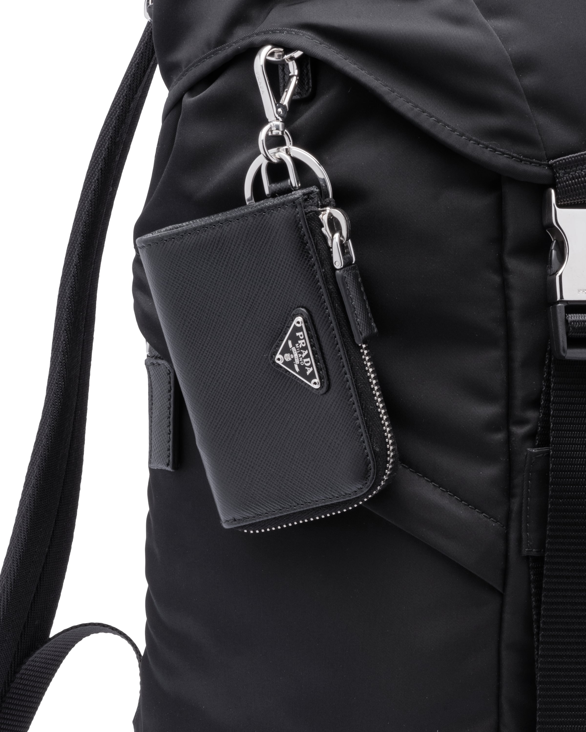 Prada Saffiano Leather Mini Pouch In Black