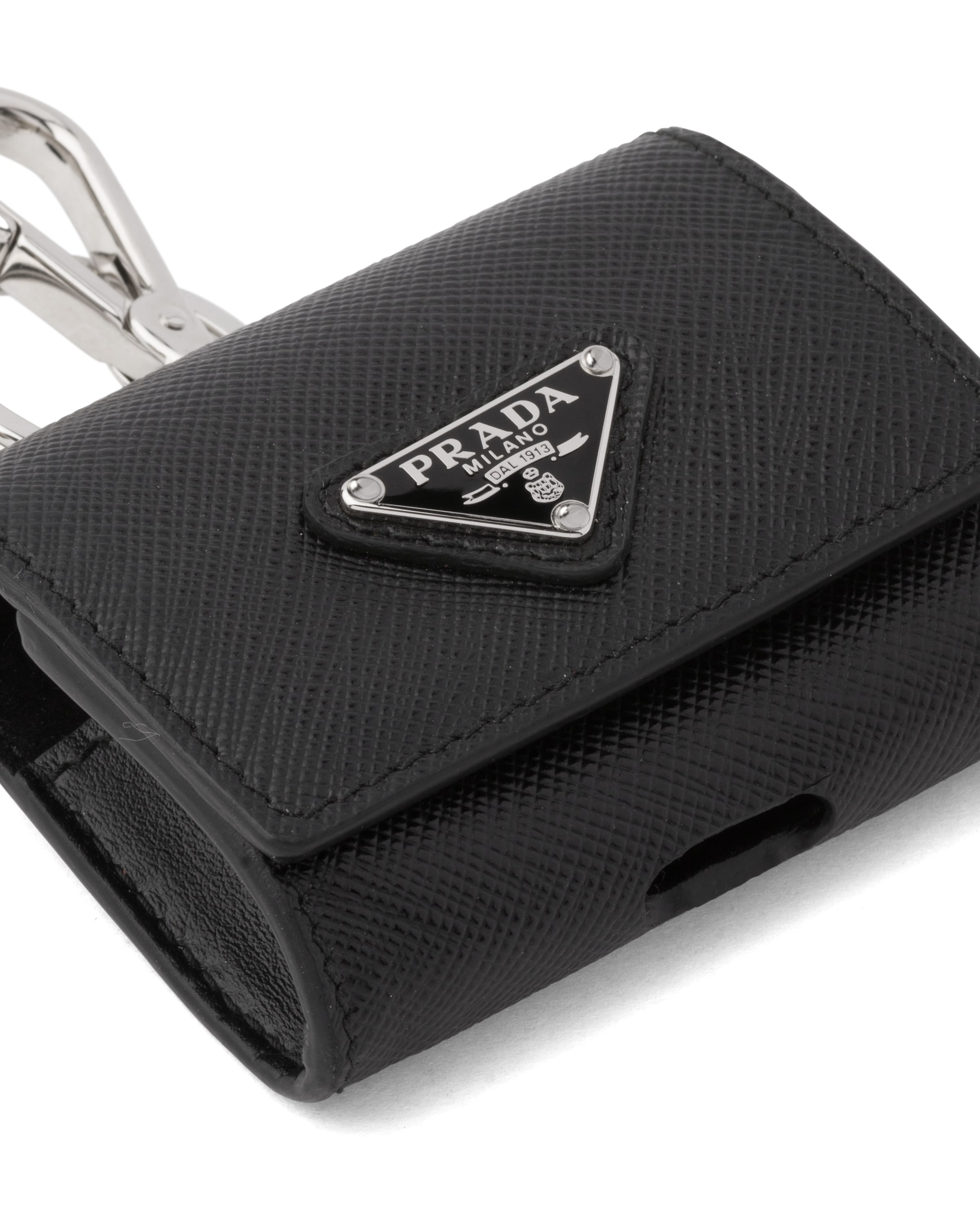 Prada Saffiano Leather Headphone Case In Black