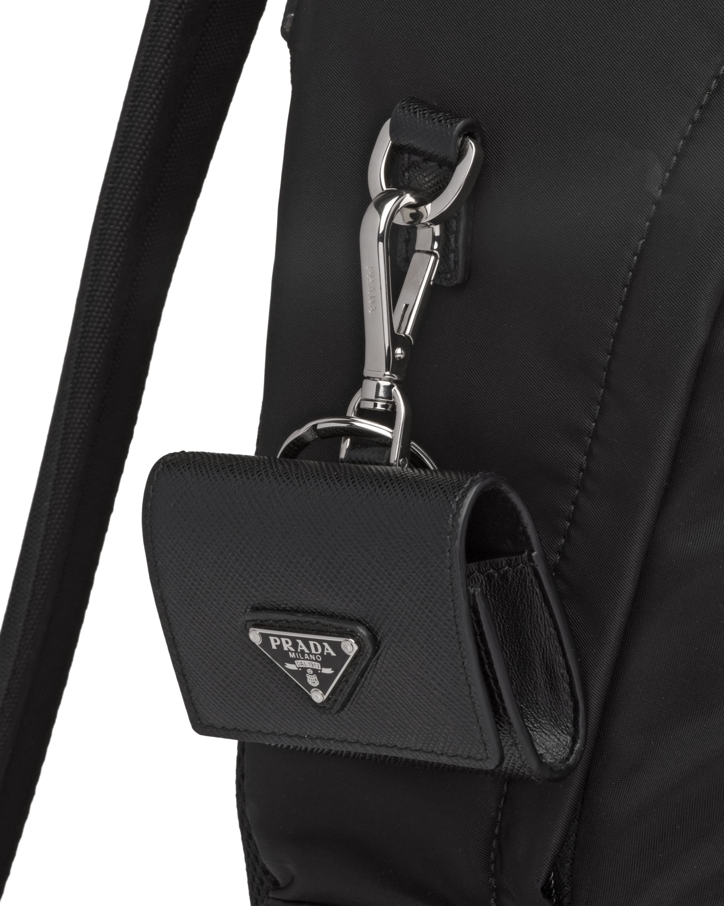 Prada Saffiano Leather Headphone Case In Black