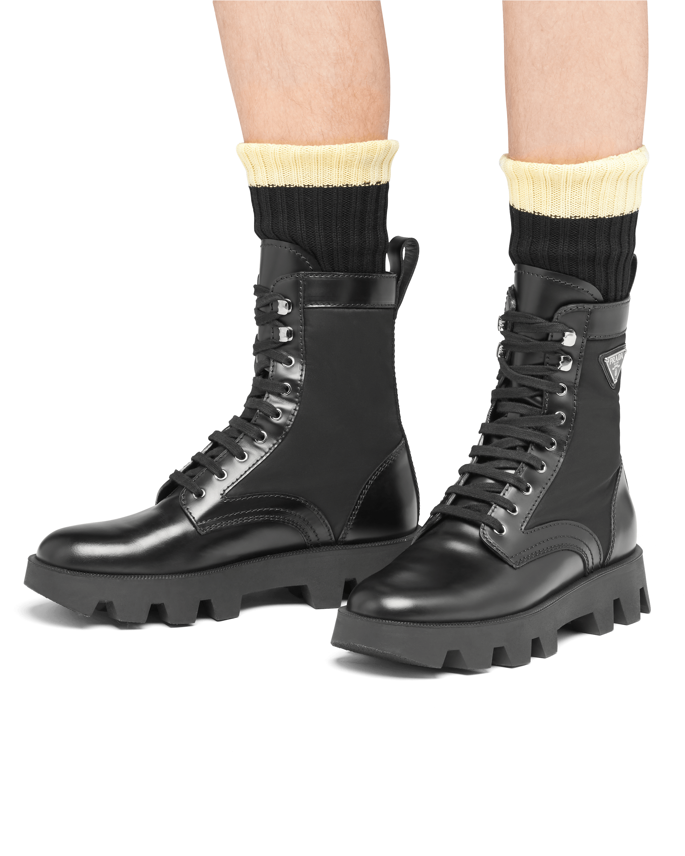 prada leather combat boots