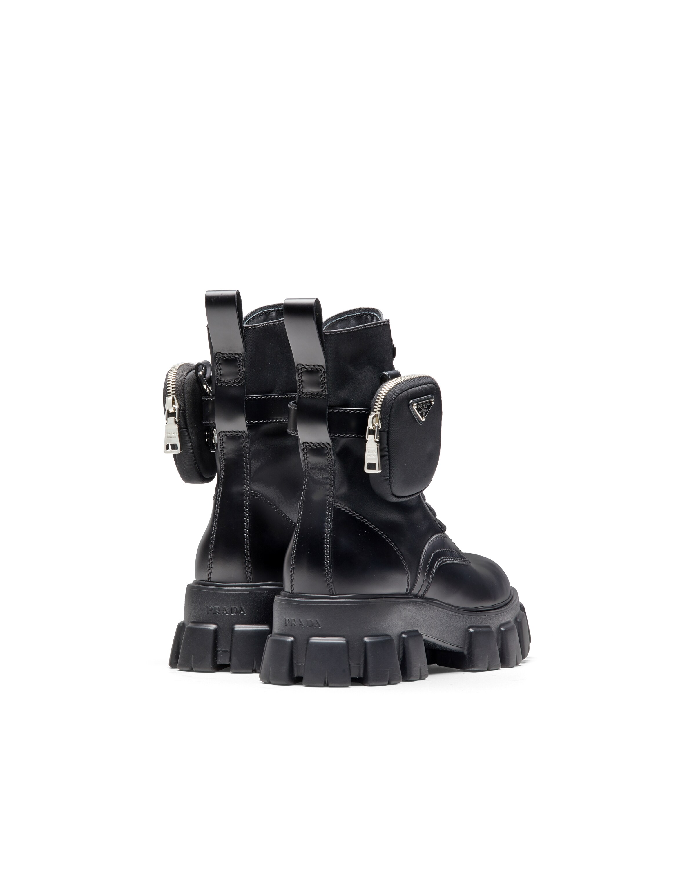Monolith brushed leather and nylon booties clearance