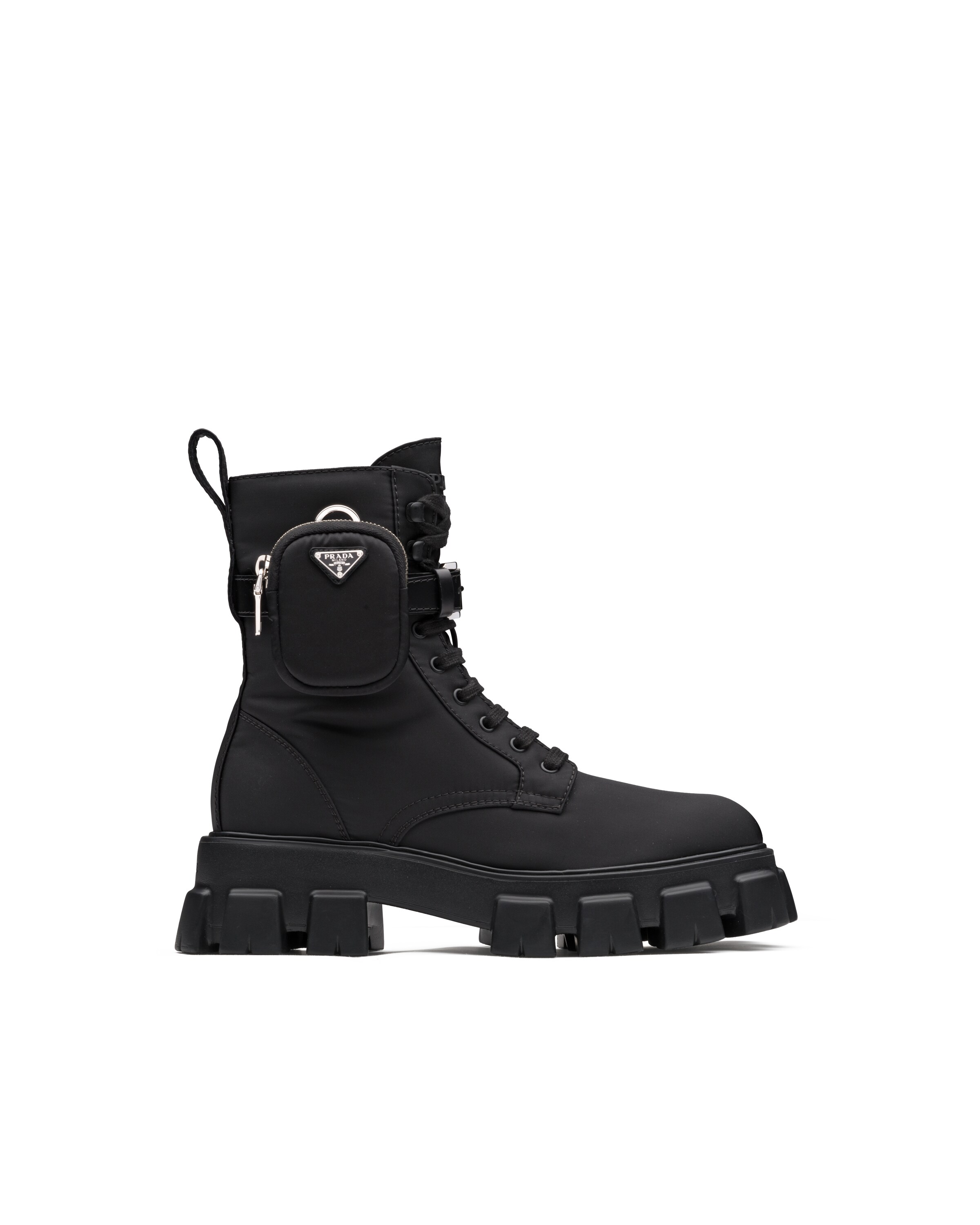 Black Re-Nylon Gabardine combat boots | Prada