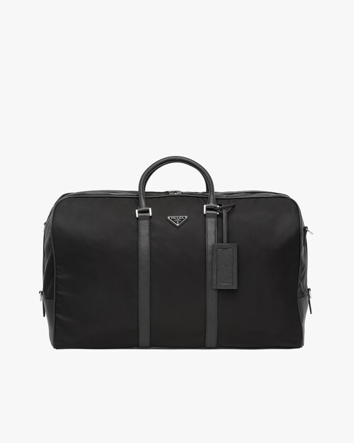 white leather duffle bag