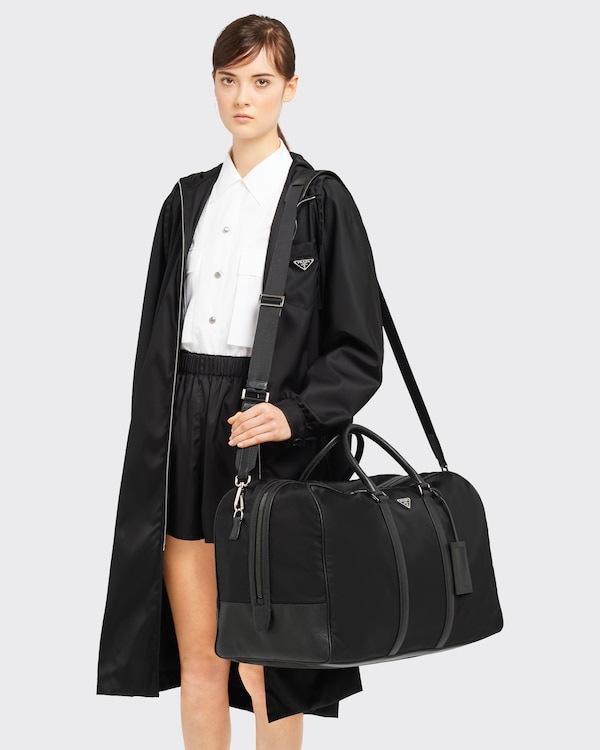 Re-Nylon and Saffiano leather duffle bag - Black Re-Nylon and Saffiano leather duffle bag - Black