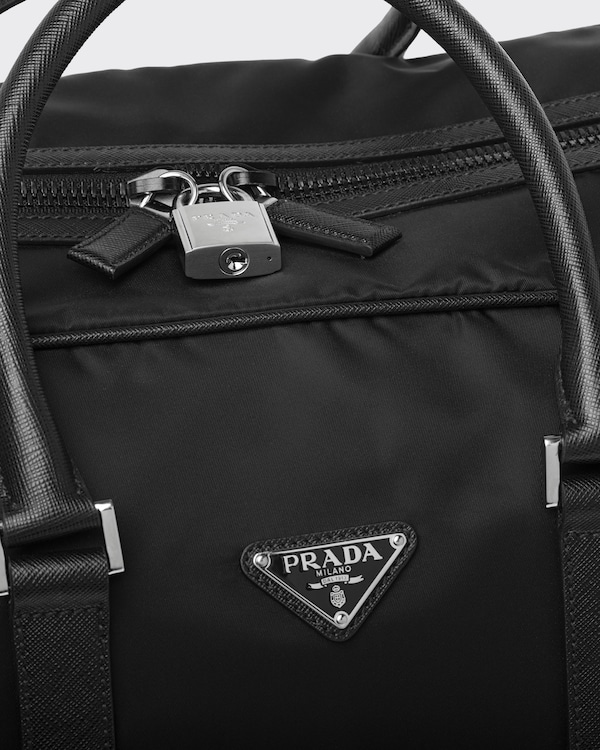 Re-Nylon and Saffiano leather duffle bag - Black Re-Nylon and Saffiano leather duffle bag - Black