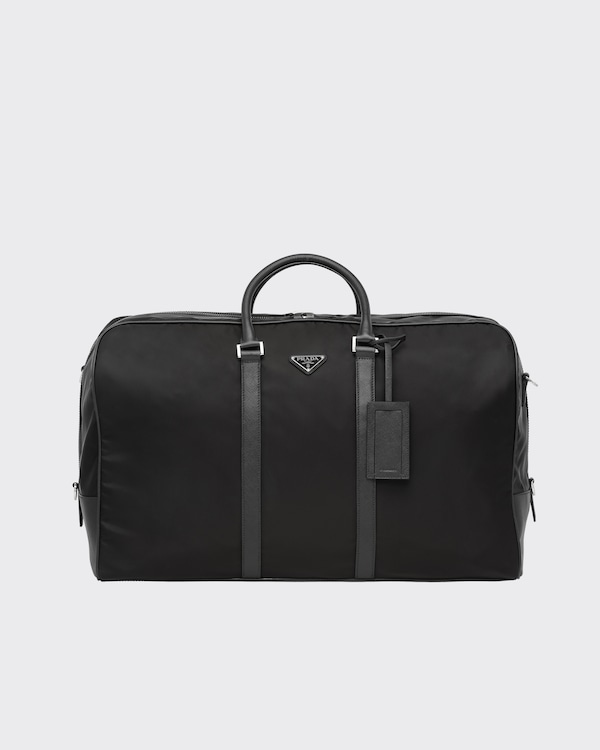 Re-Nylon and Saffiano leather duffle bag - Black Re-Nylon and Saffiano leather duffle bag - Black