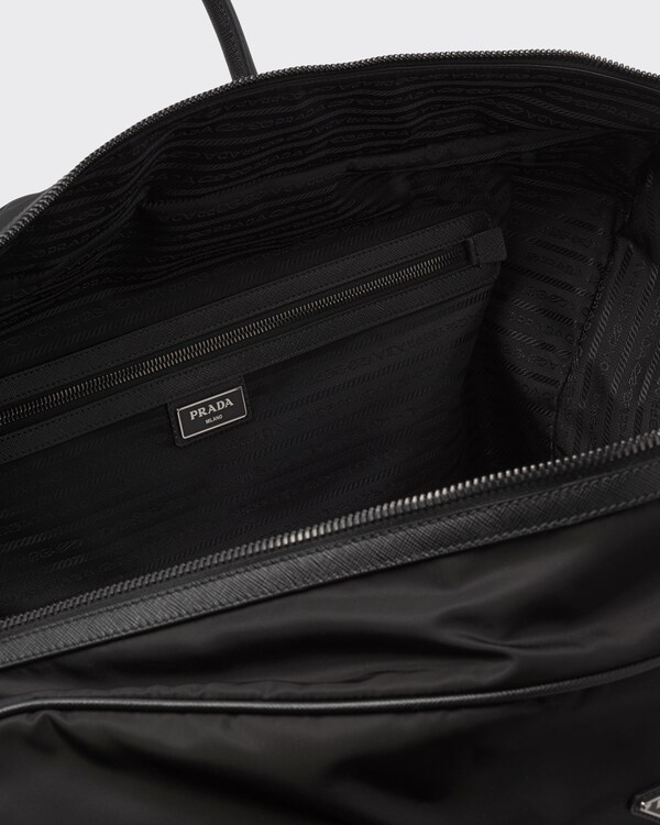 Re-Nylon and Saffiano leather duffle bag - Black Re-Nylon and Saffiano leather duffle bag - Black
