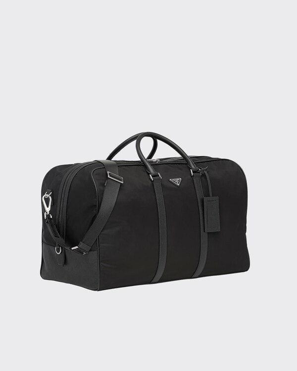 Re-Nylon and Saffiano leather duffle bag - Black Re-Nylon and Saffiano leather duffle bag - Black
