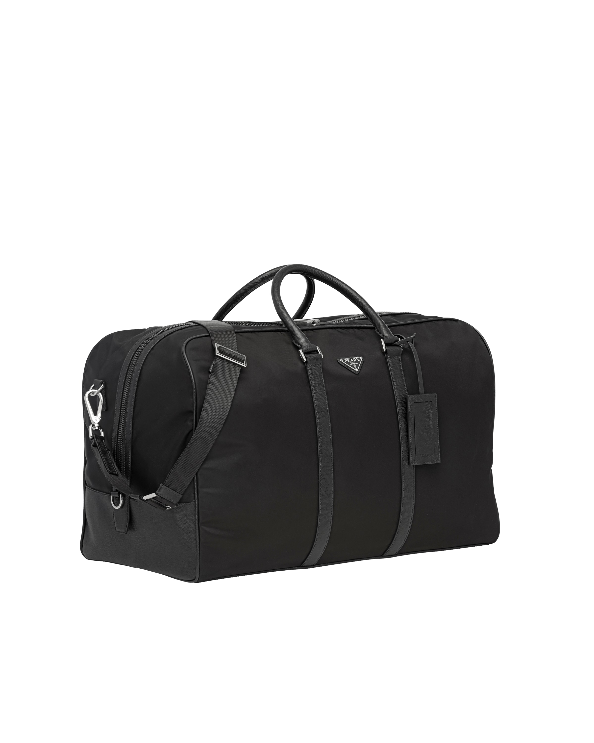 Black ReNylon and Saffiano leather duffle bag Prada
