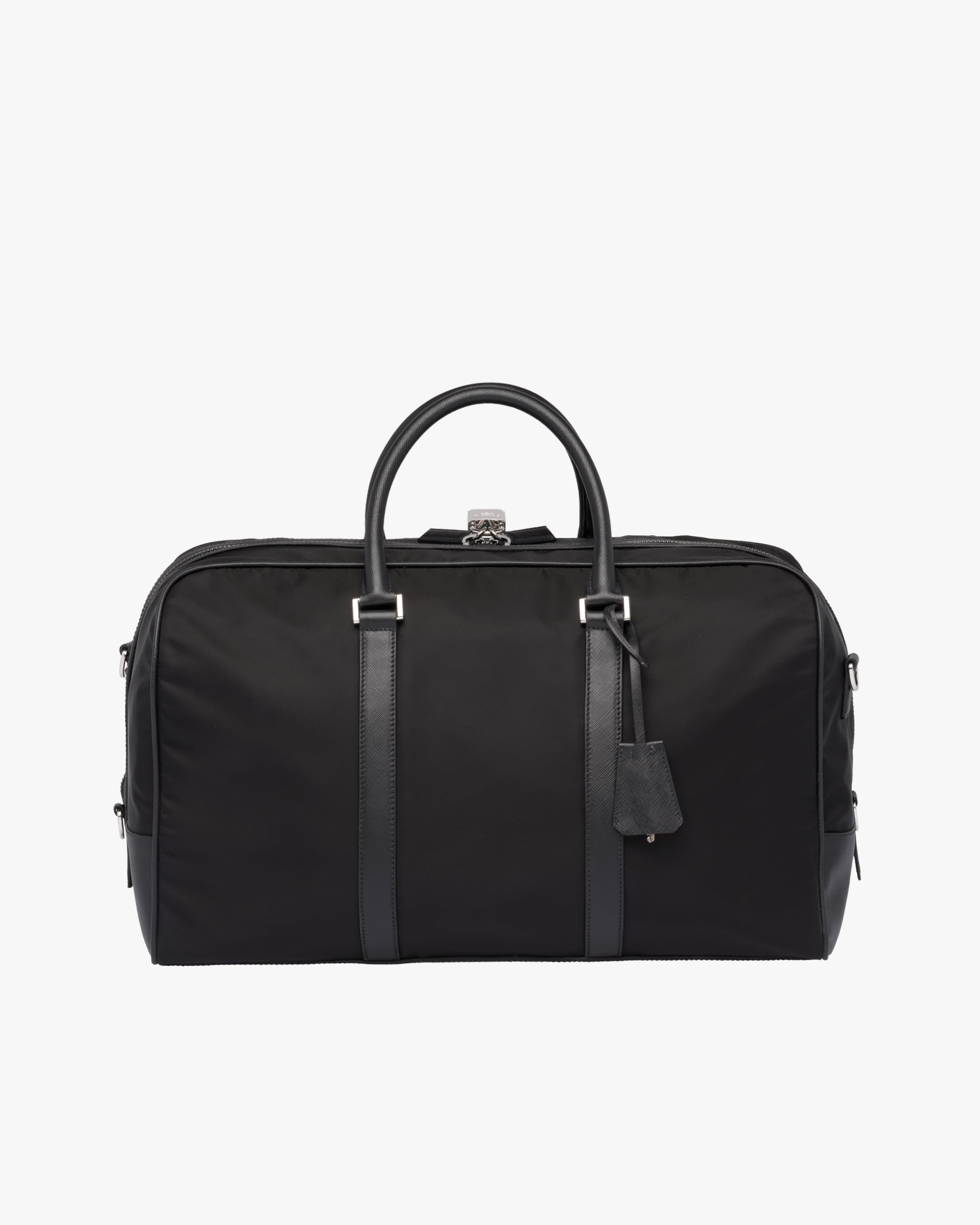 Black Nylon and Saffiano Leather Duffle Bag Prada