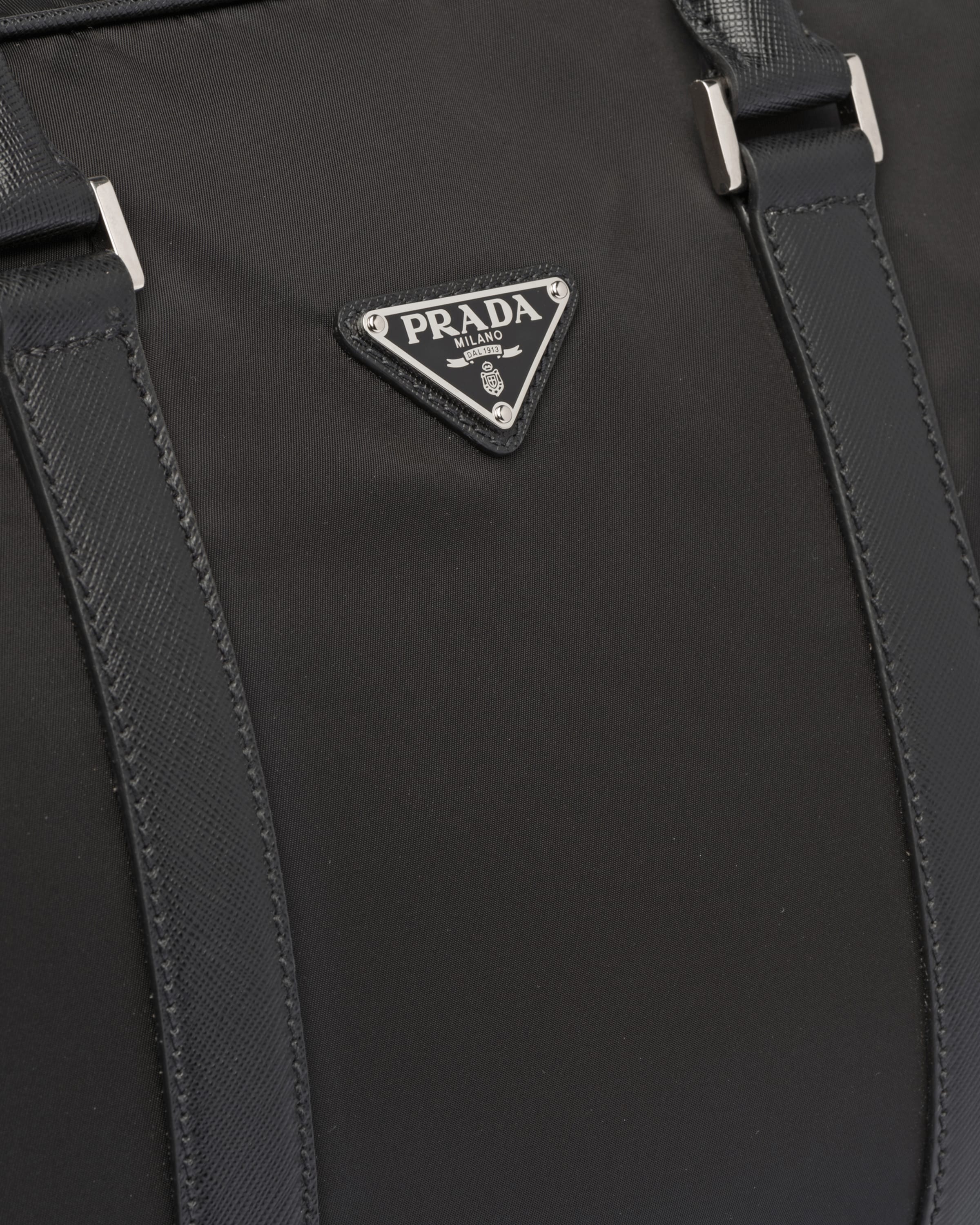 Black Nylon and Saffiano Leather Duffle Bag Prada