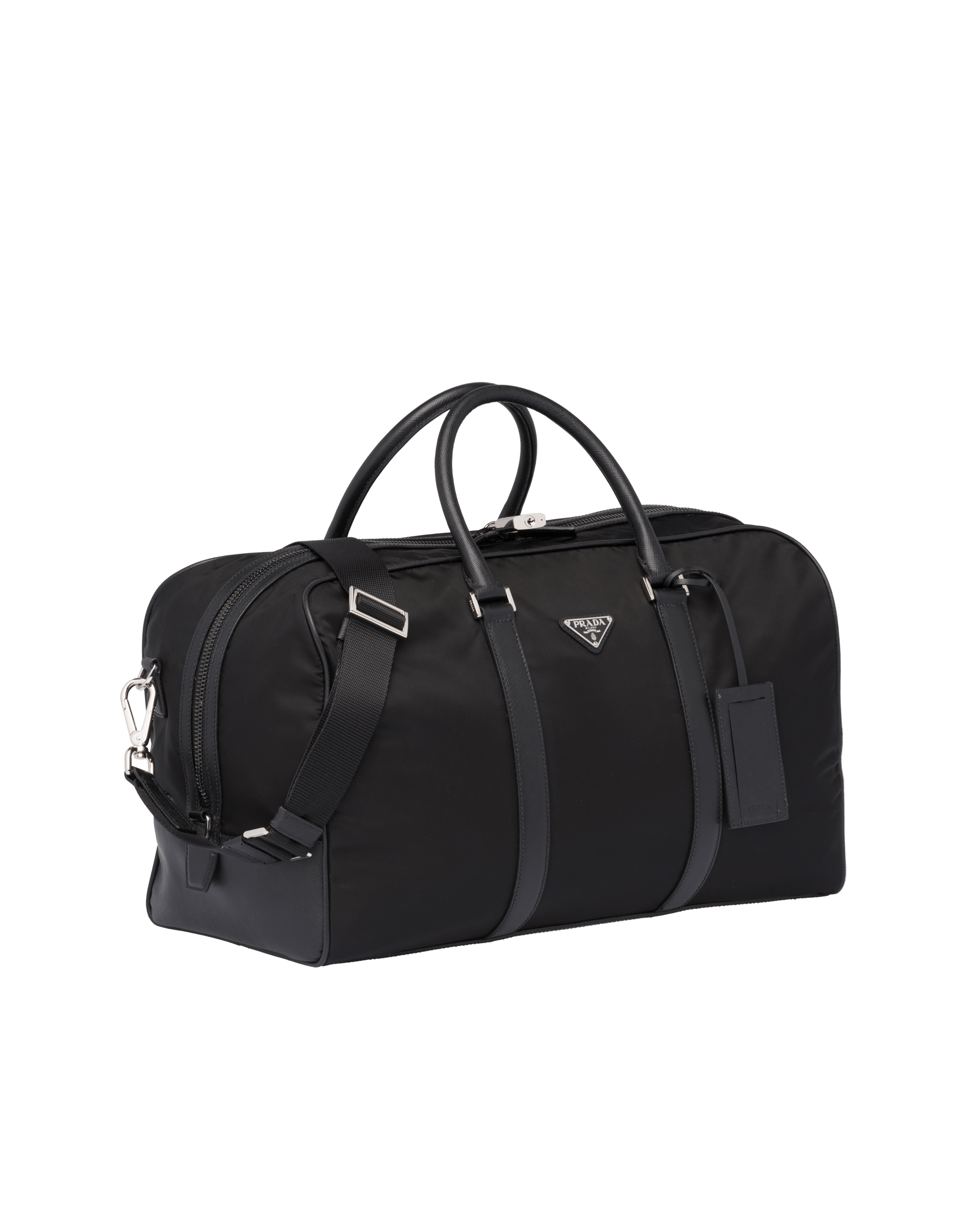 Nylon and Saffiano Leather Duffle Bag 