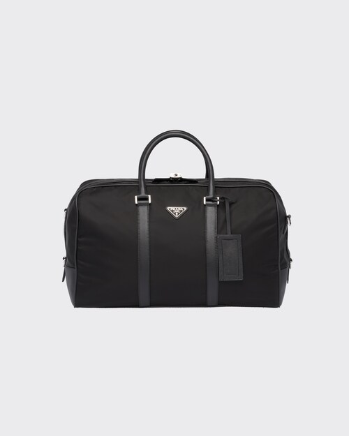 ブラック Re Nylon xサフィアーノレザー ダッフルバッグ | Prada