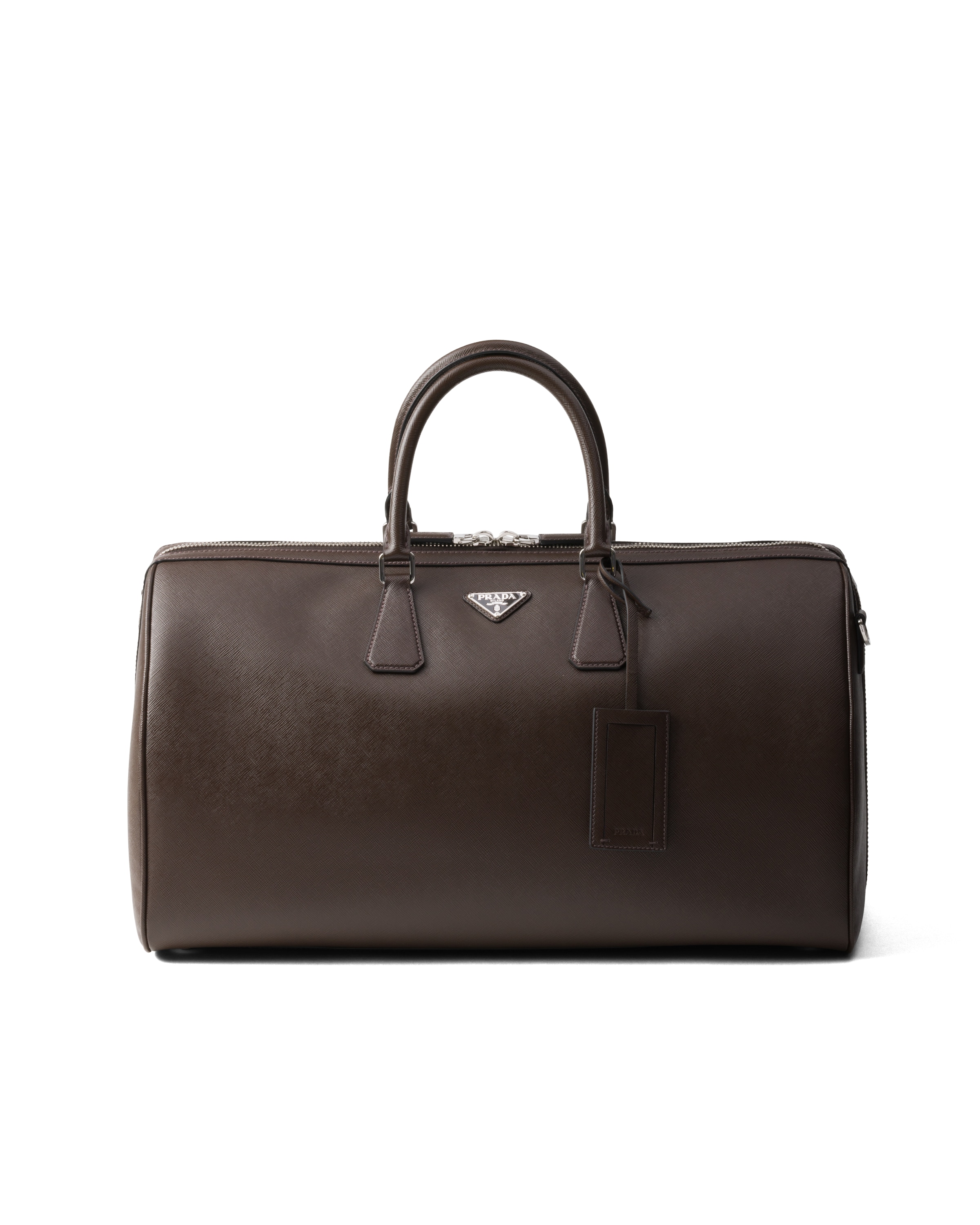 Prada Sac De Sport En Cuir Saffiano, Unisex, Café