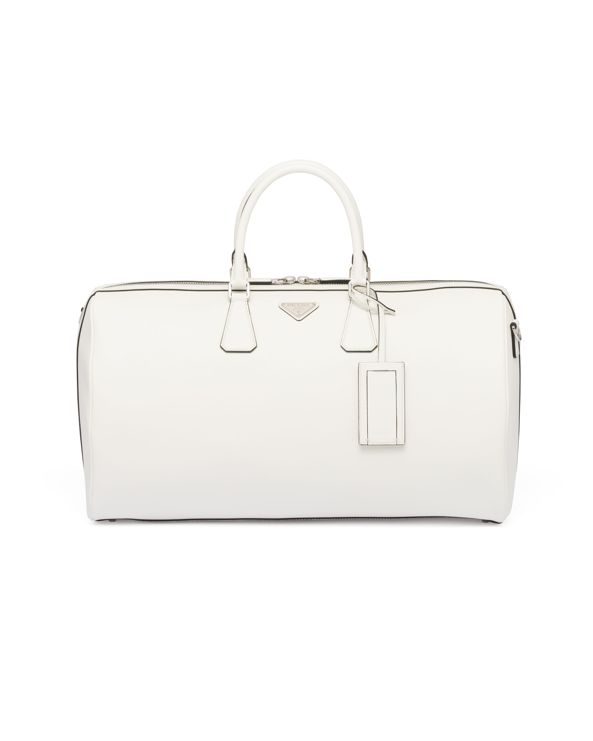 Prada Sac De Sport En Cuir Saffiano, , Blanc