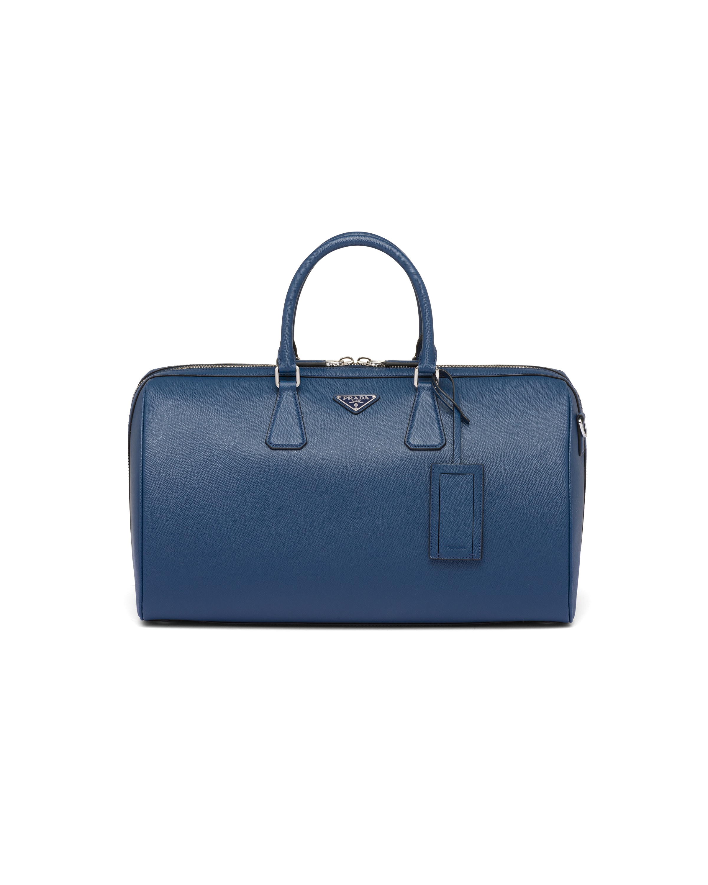Prada Saffiano Leather Travel Bag In Blue