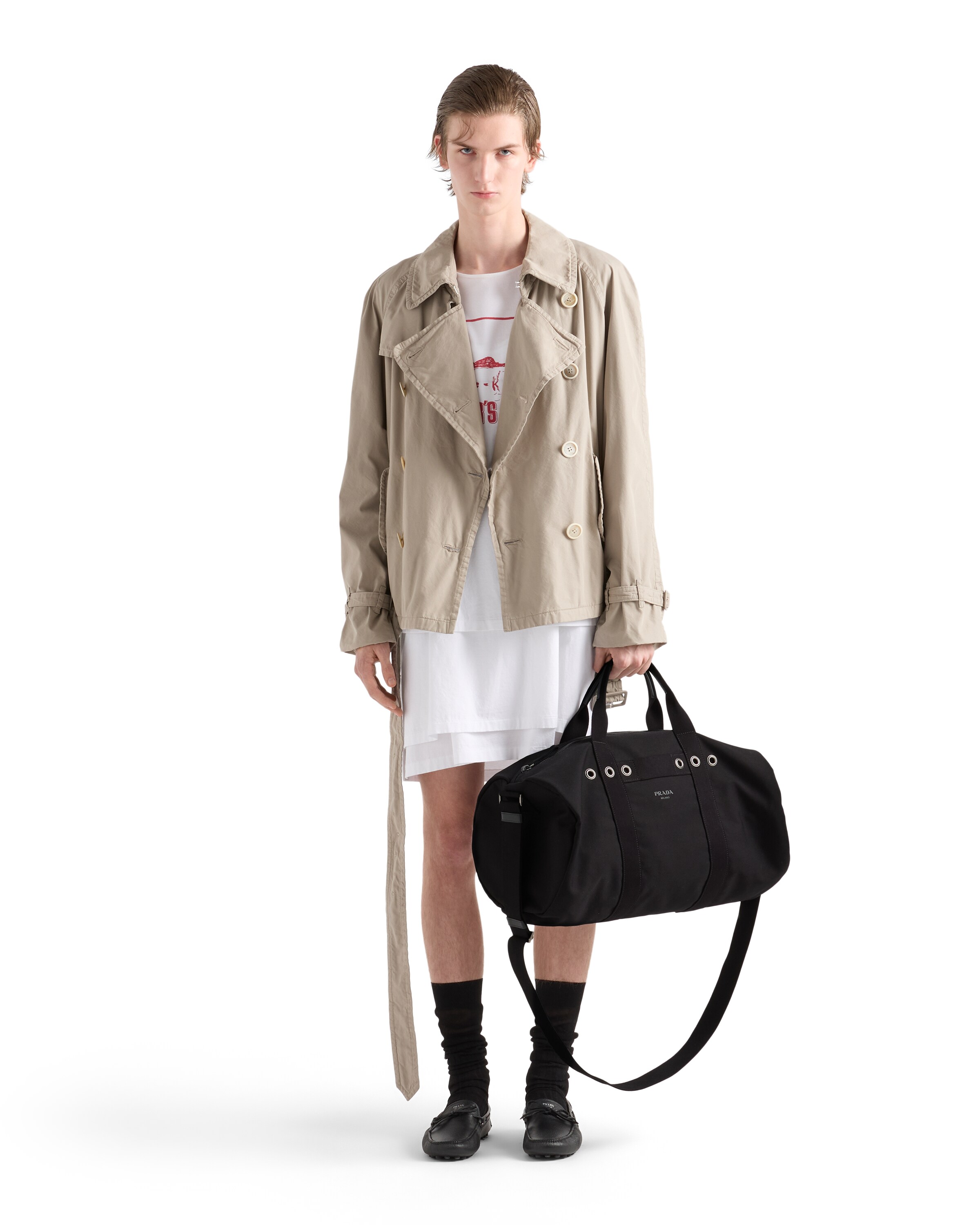 Prada Weekender Aus Canvas In Black