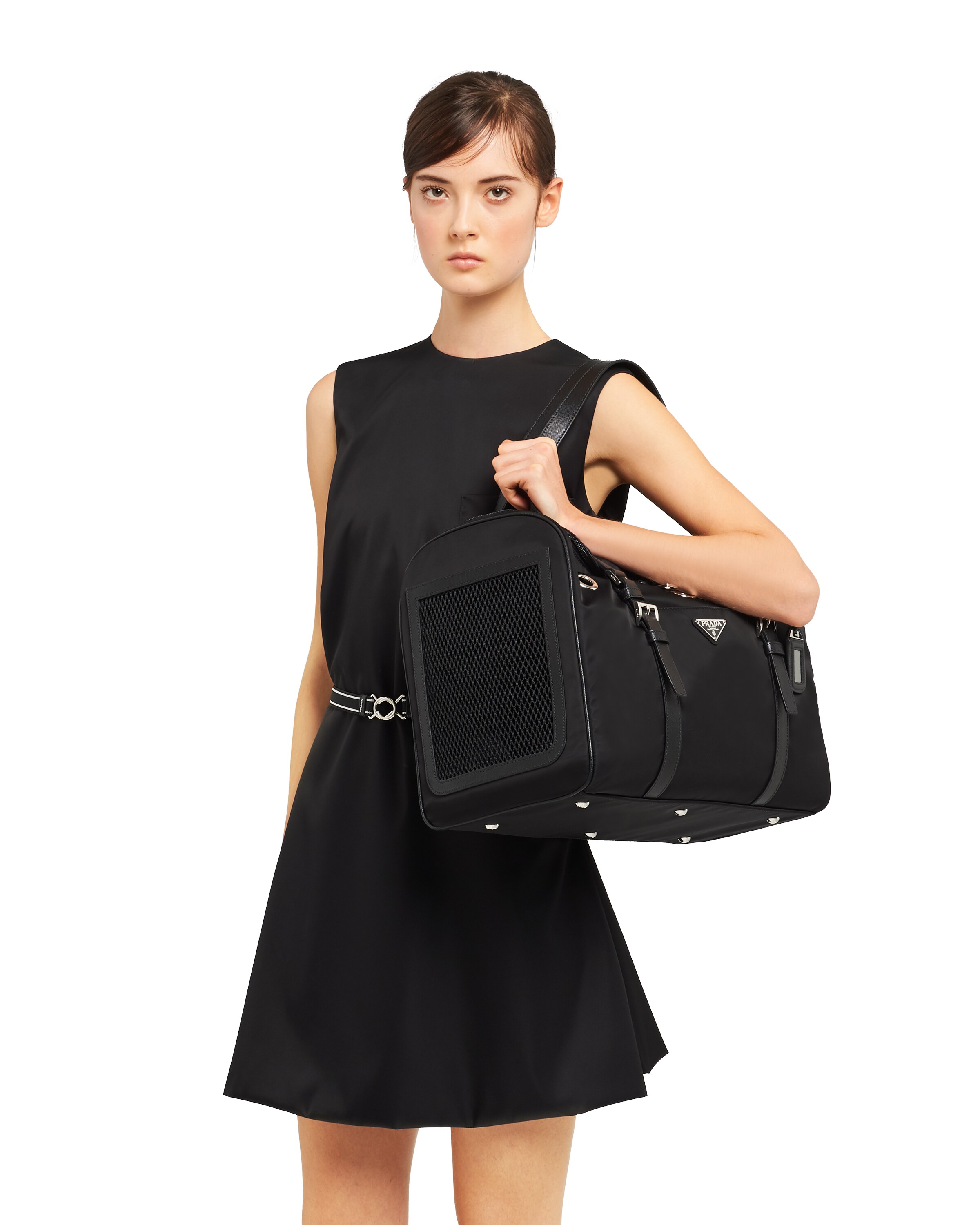 Black Nylon and Saffiano leather pet bag Prada