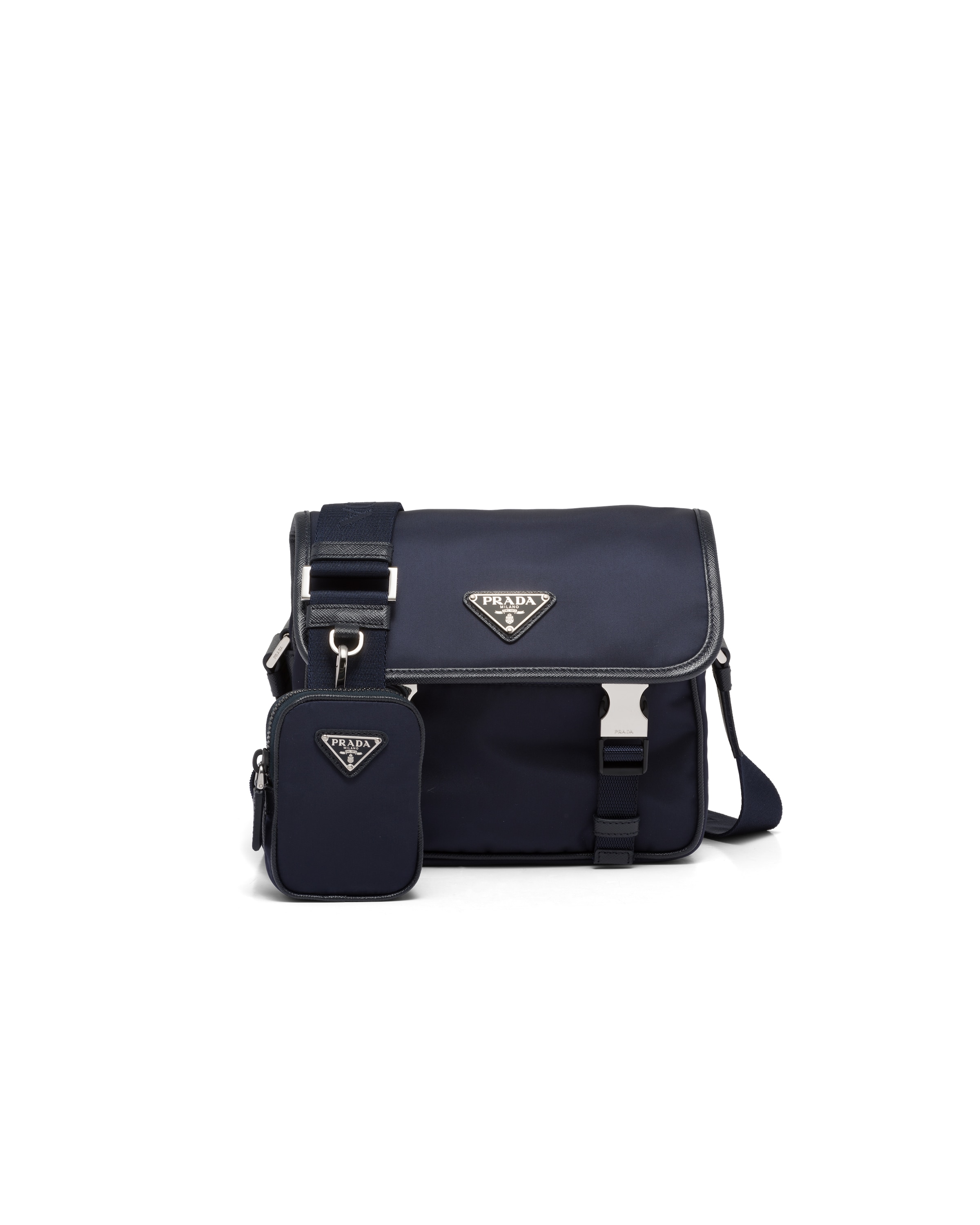 Prada Sac Porté Épaule En Re-nylon Et Cuir Saffiano, Homme, Bleu