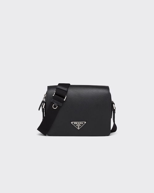 Consent Oh Settlers Bolso bandolera de piel Saffiano Negro | Prada