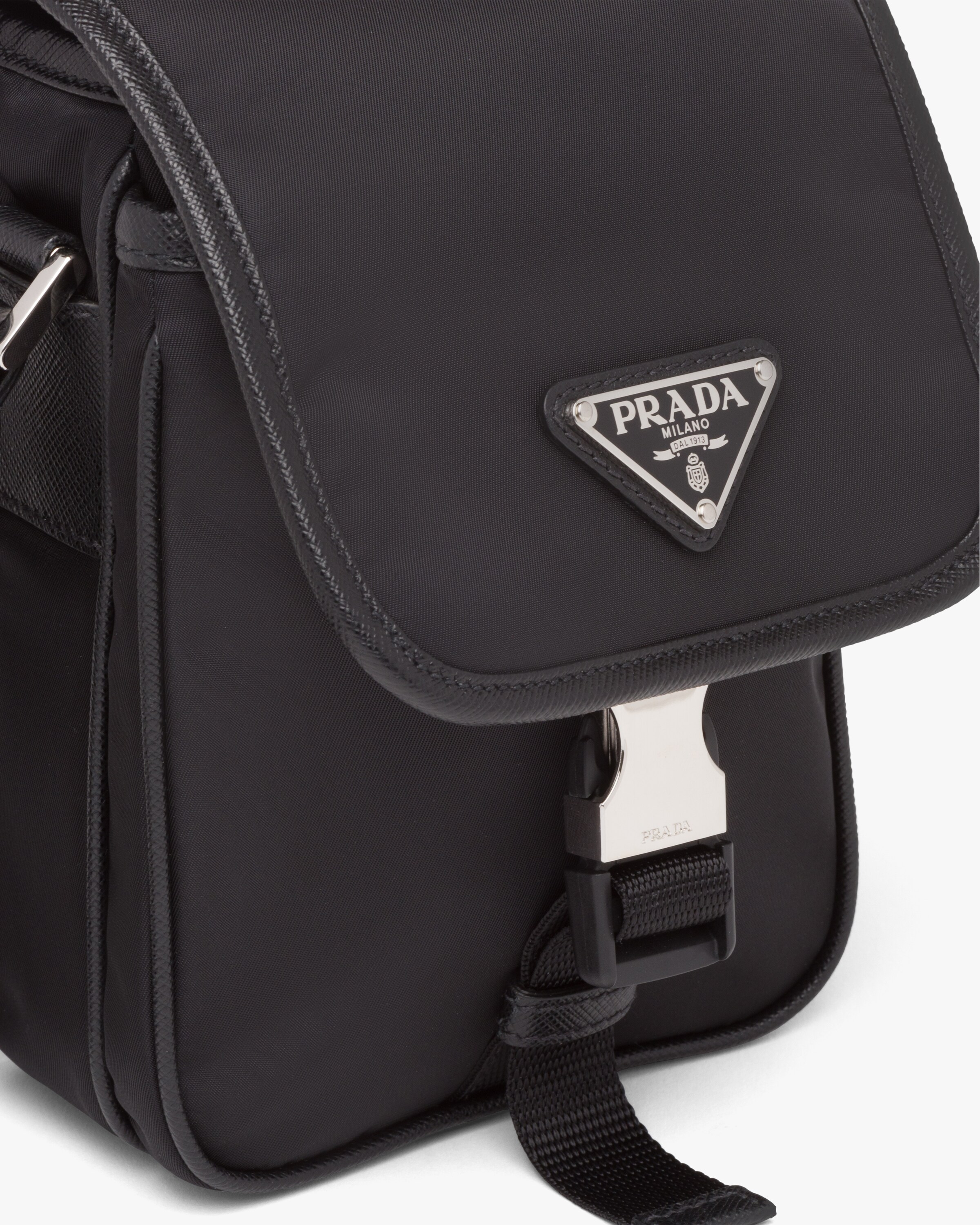Black ReNylon and Saffiano leather shoulder bag Prada