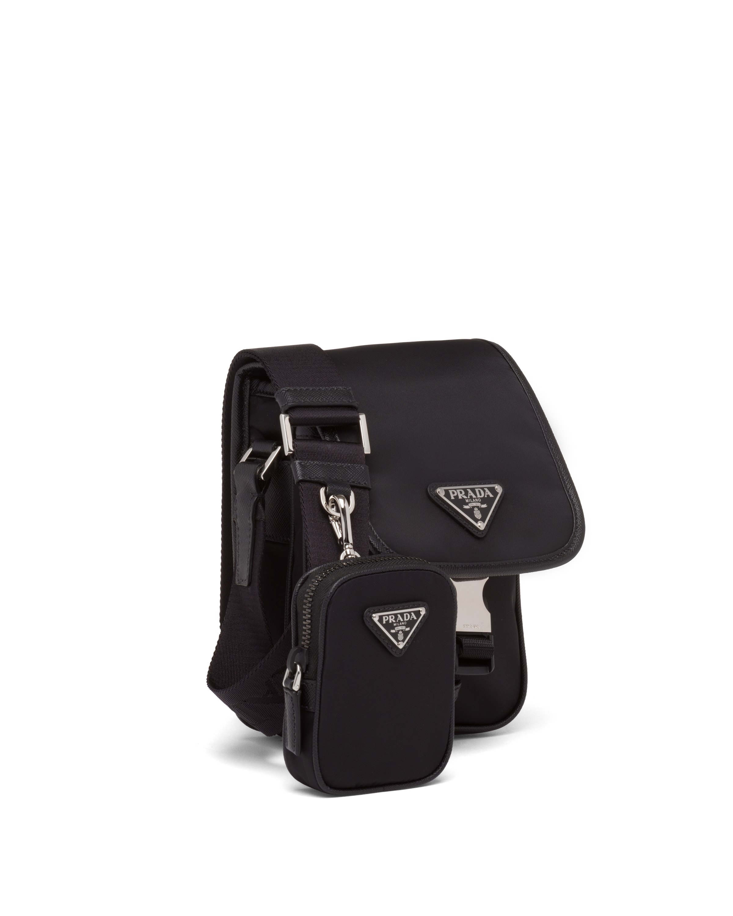 prada nylon and leather shoulder bag