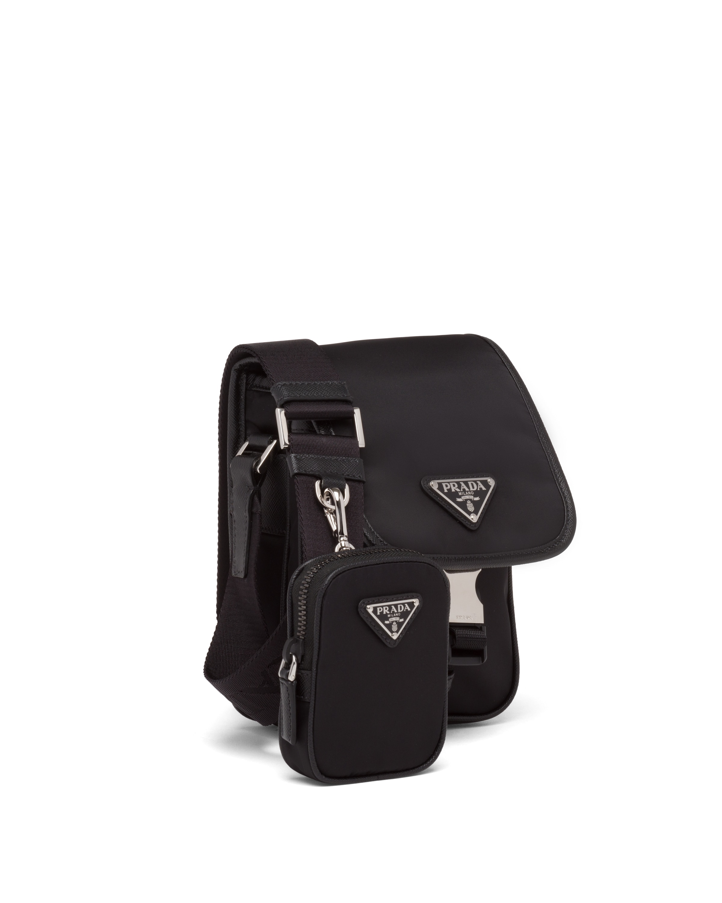 Black ReNylon and Saffiano leather shoulder bag Prada