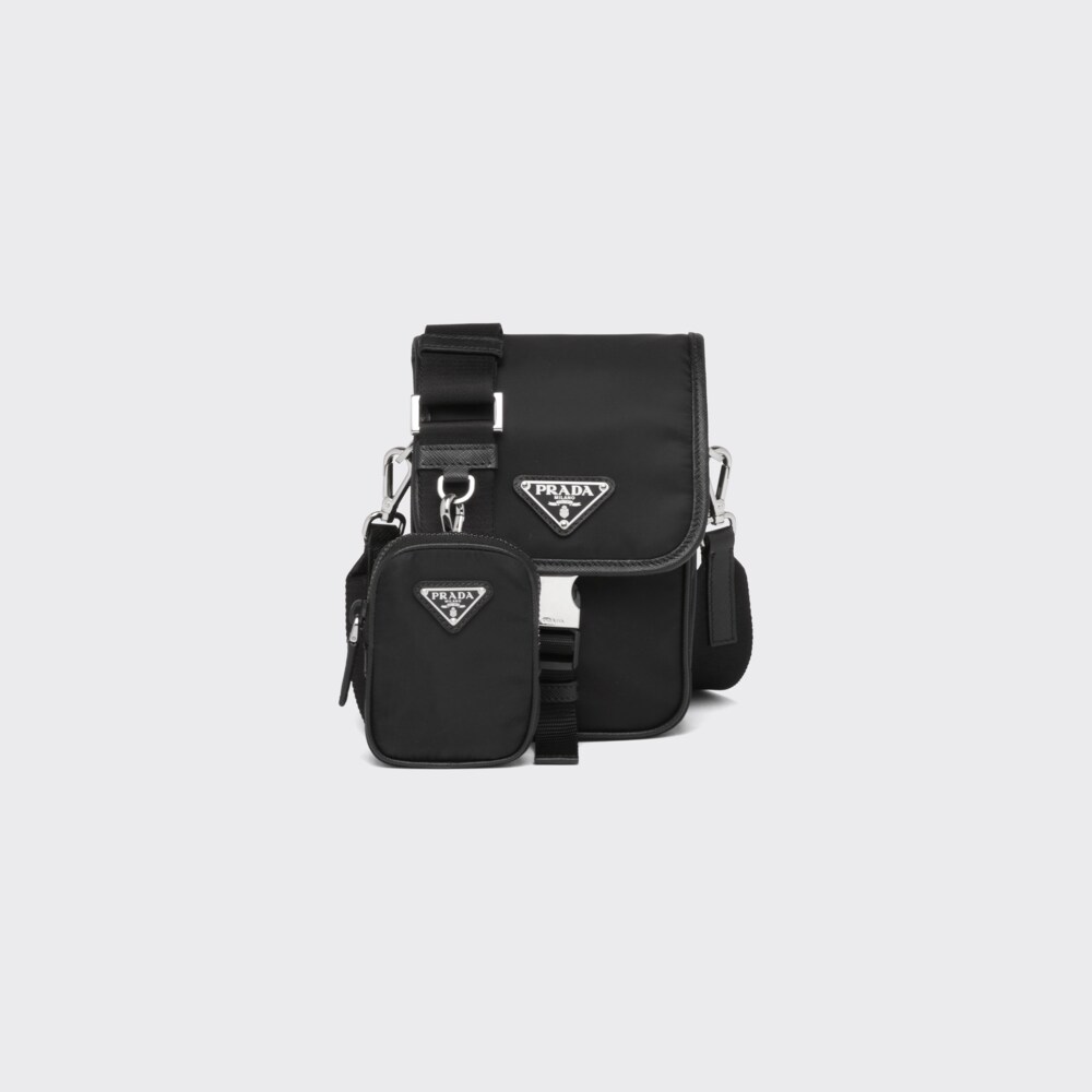 Black ReNylon and Saffiano leather shoulder bag Prada