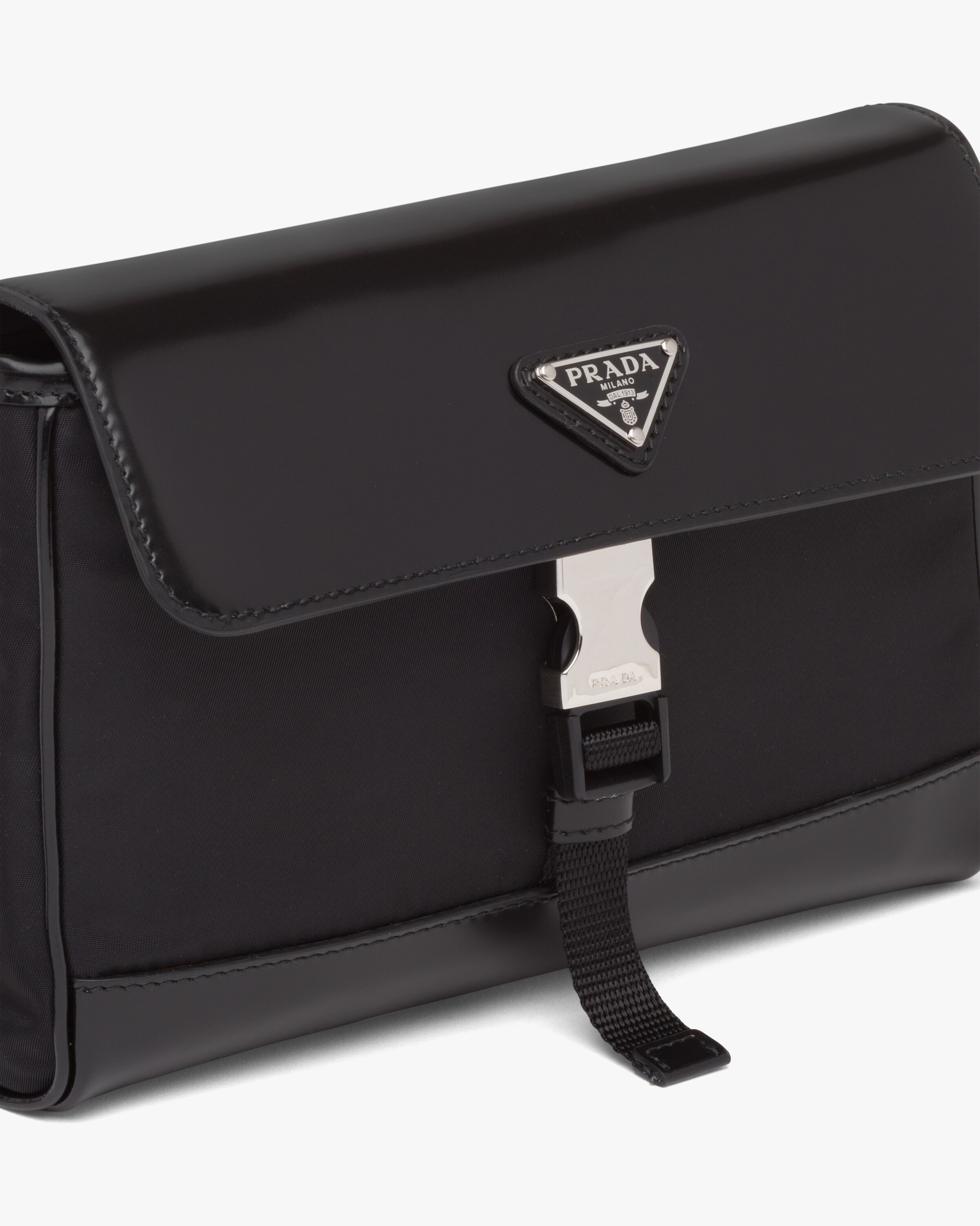 Black ReNylon and leather shoulder bag Prada