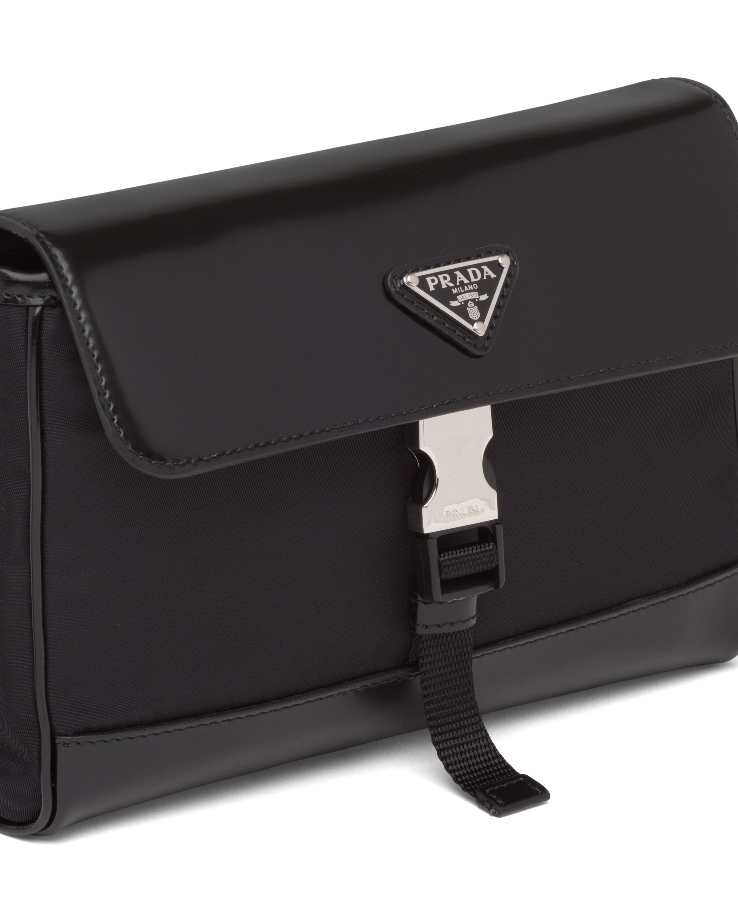 PRADA Vintage Nylon Tessuto Leather Shoulder Bag Purse Black 9107K