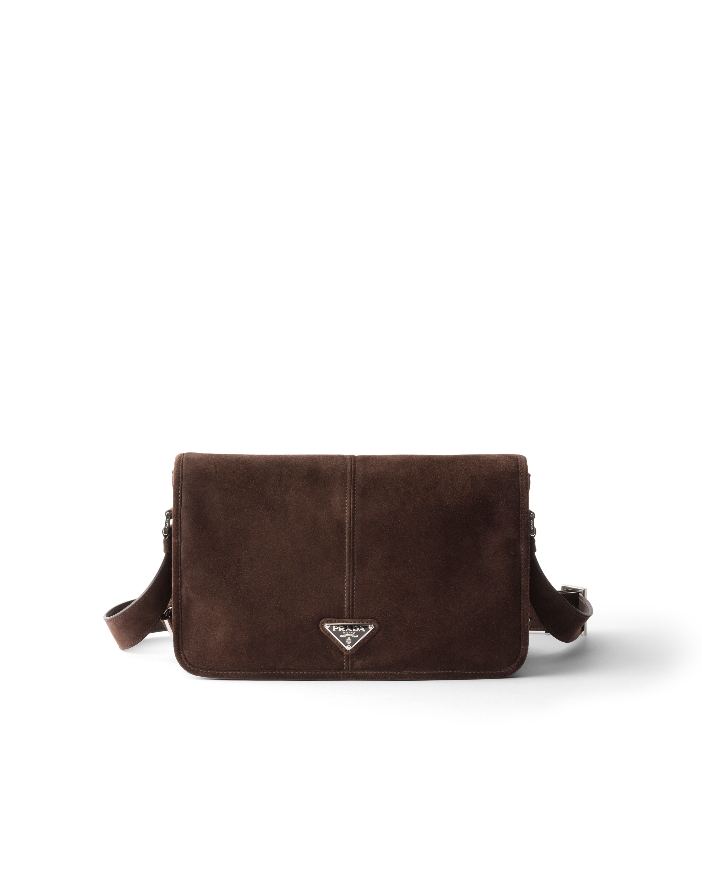 Prada Suede Shoulder Bag In Brown