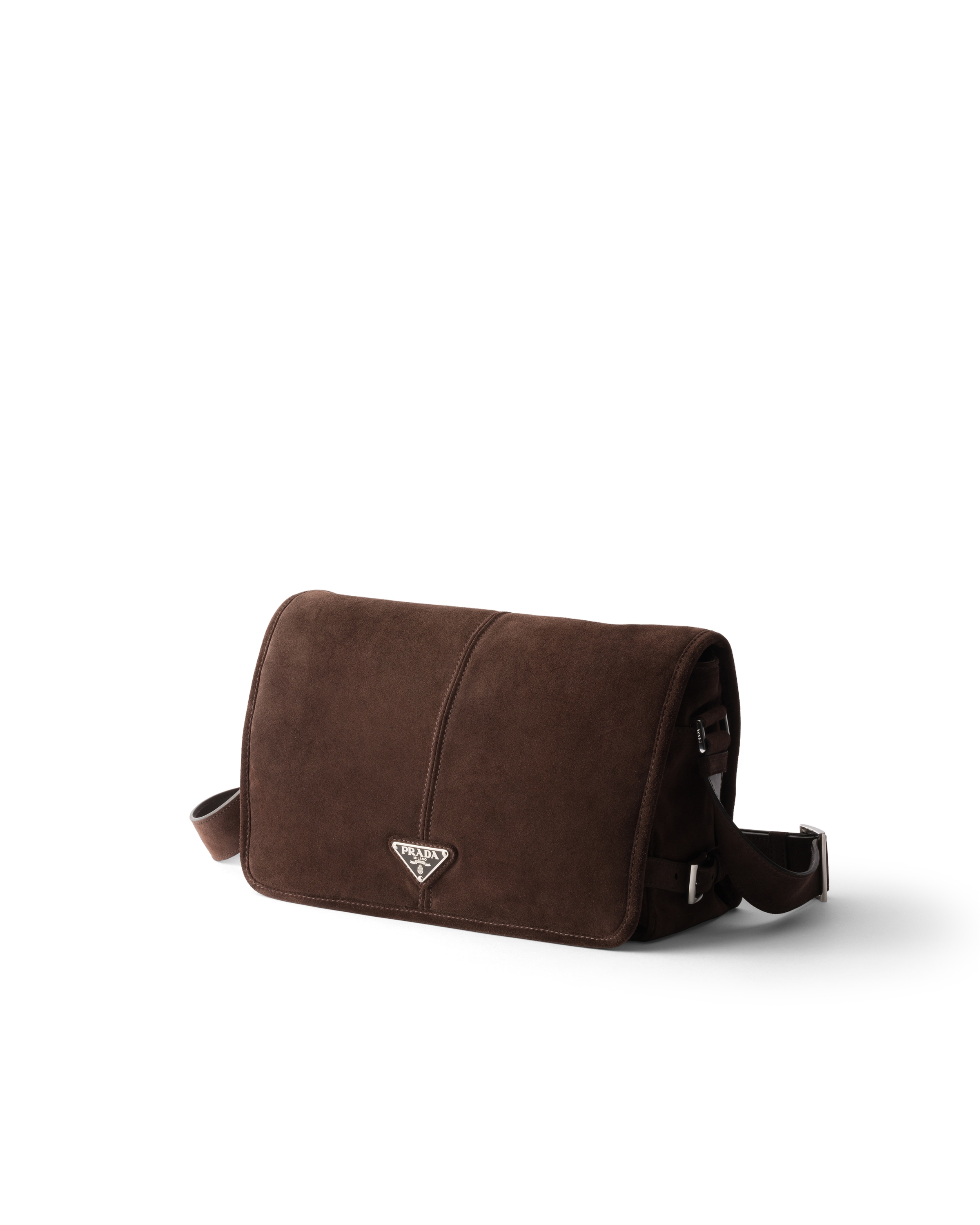 Prada Suede Shoulder Bag In Brown
