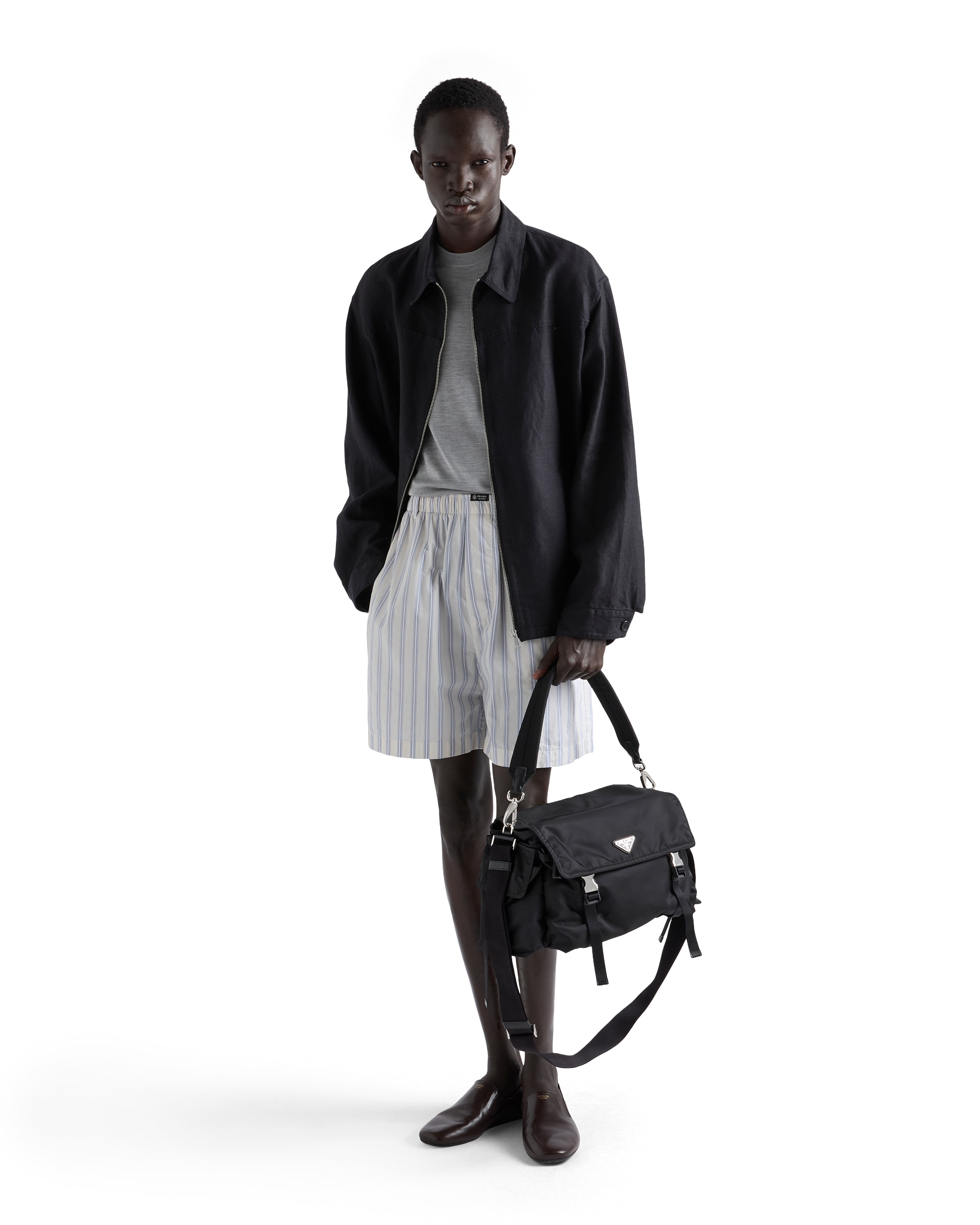 Prada Explore Messenger Bag With Triangle-logo In Black