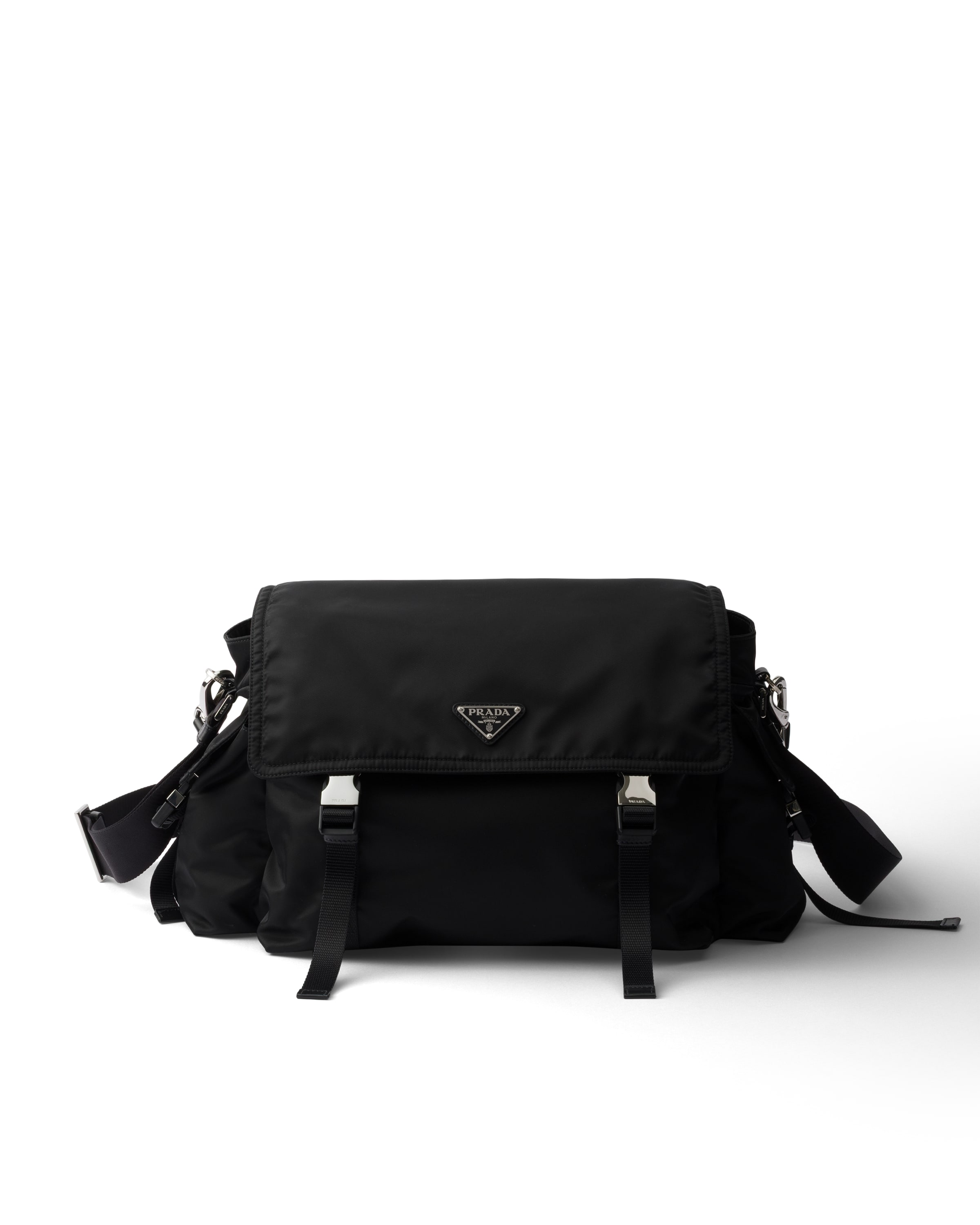 Prada Explore Messenger Bag With Triangle-logo In Black