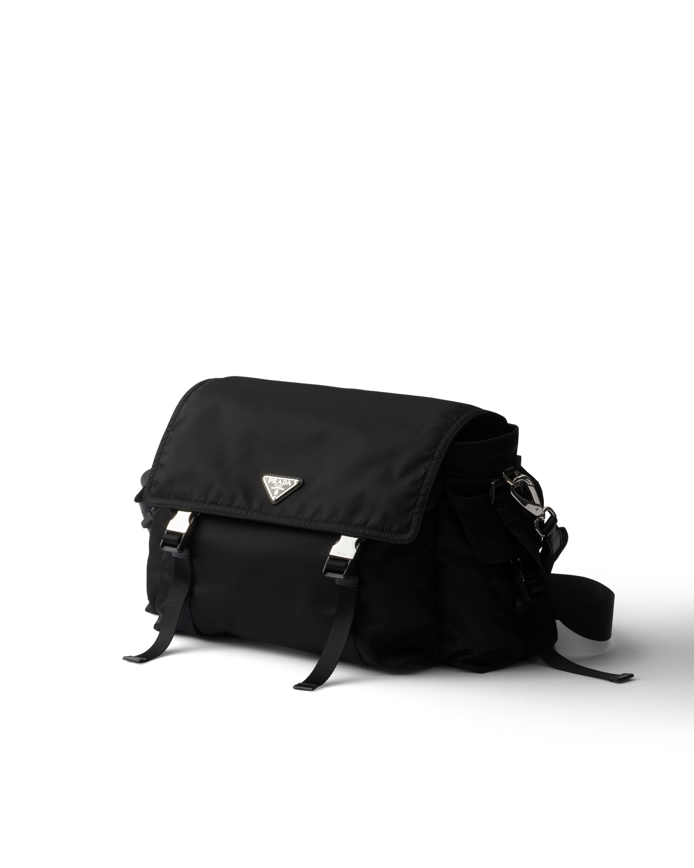 Prada Explore Messenger Bag With Triangle-logo In Black