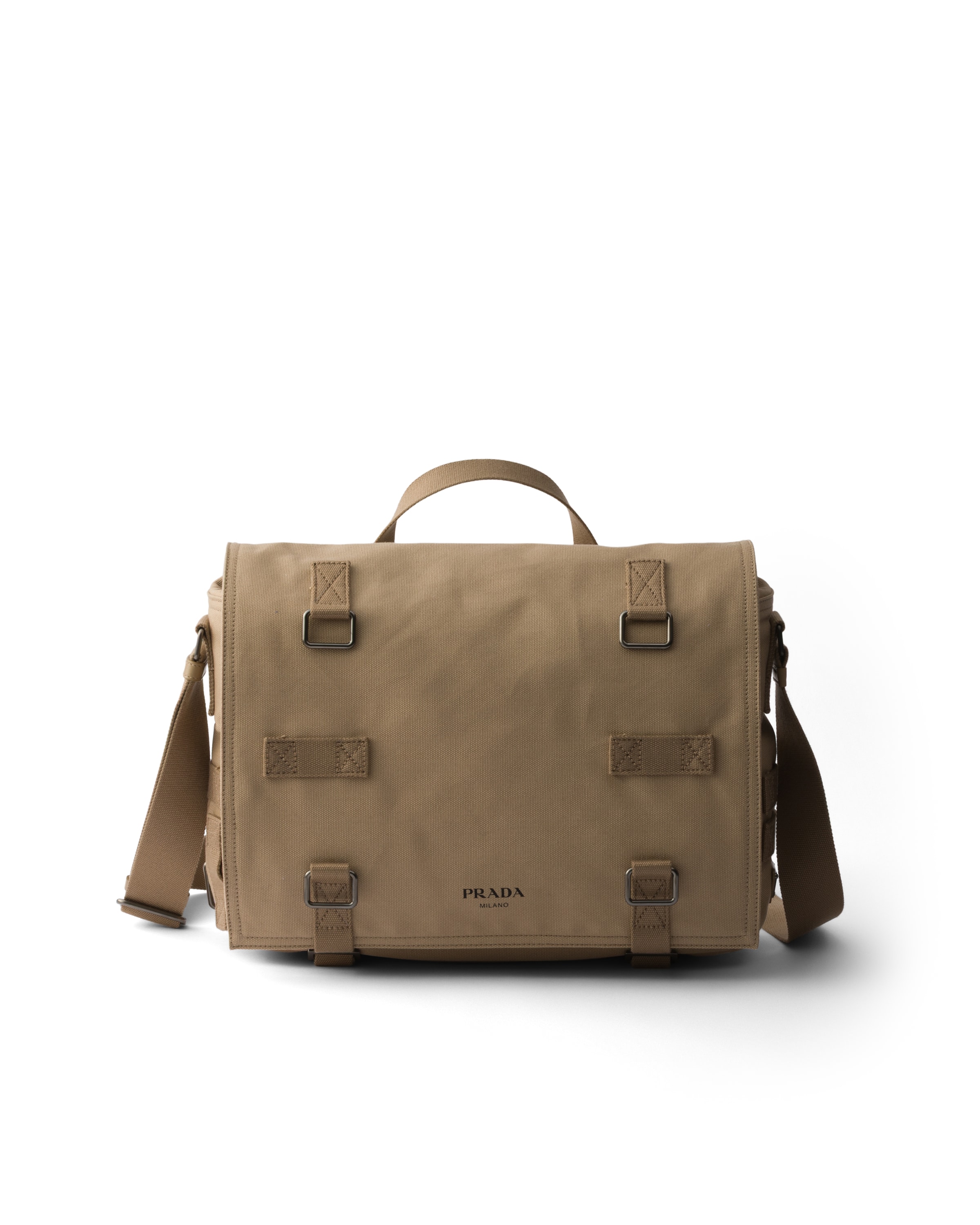 Prada Canvas Shoulder Bag Strap Top Handle