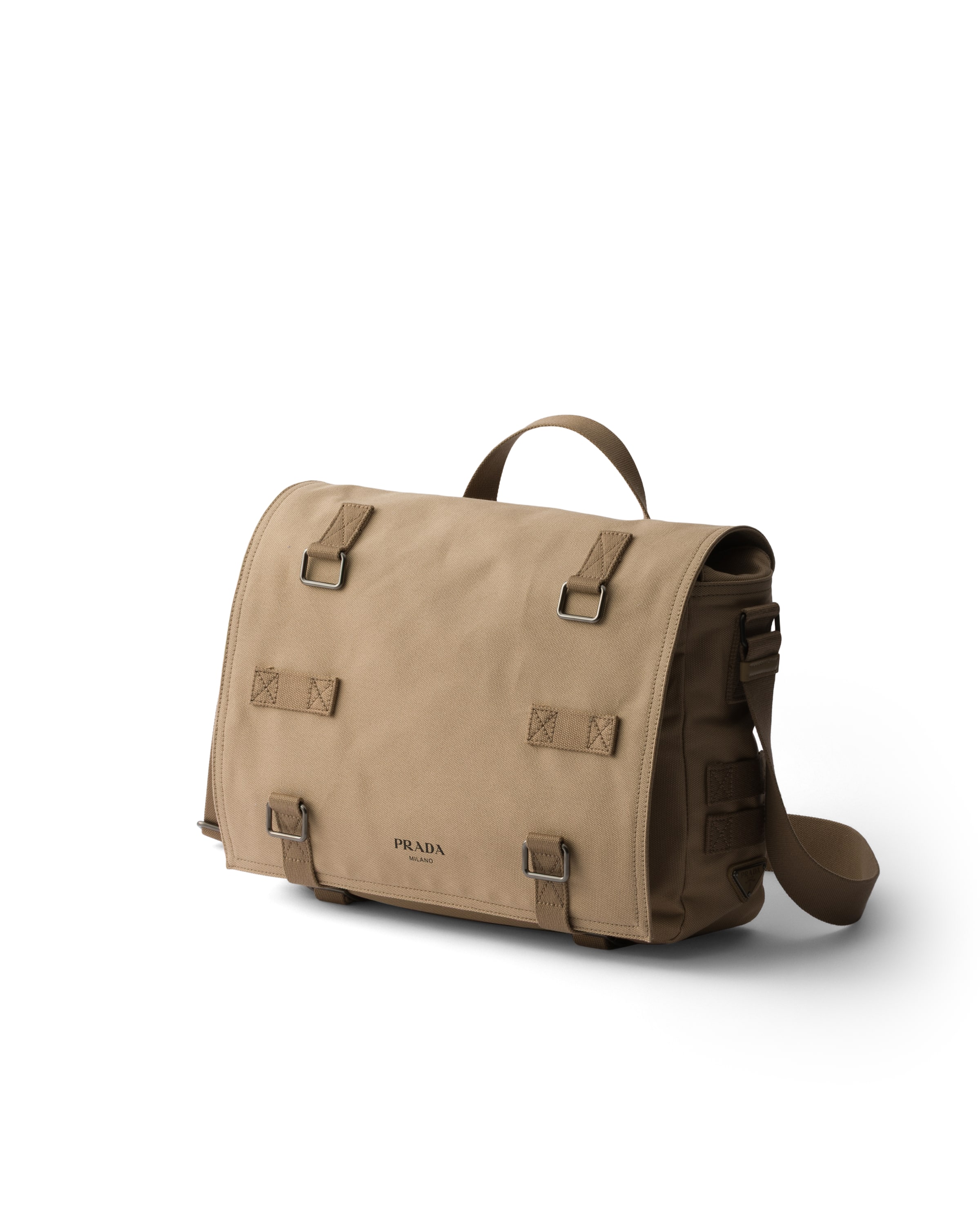 Prada Canvas Shoulder Bag Strap Top Handle