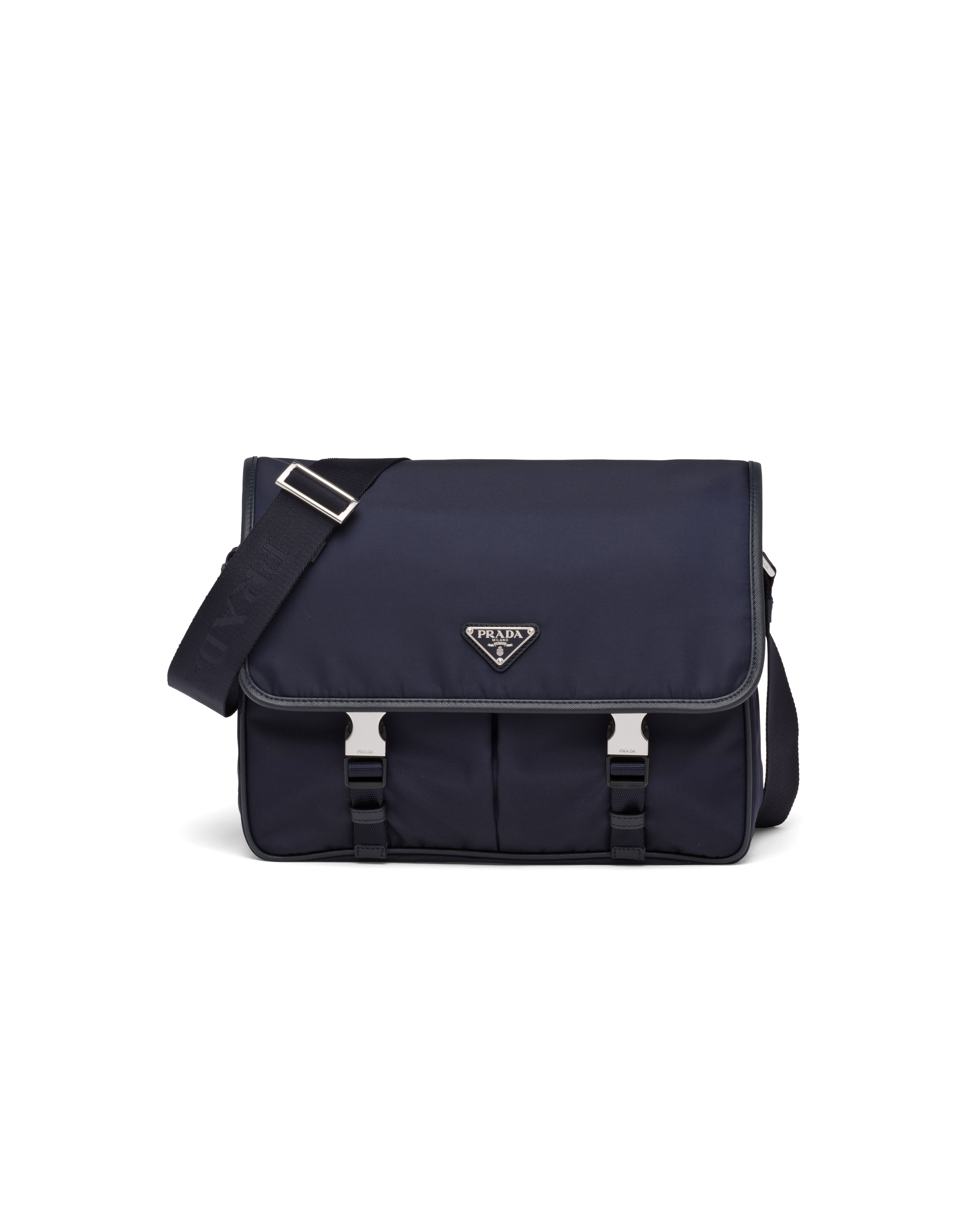 Navy Nylon and Saffiano Leather Bag